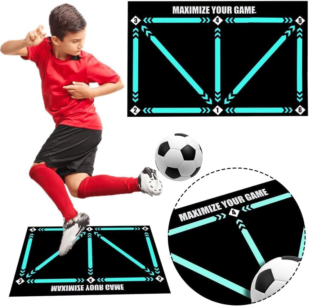 Football Footstep Training Mat, Sport Mat-Silent Anti-Skid Shock Absorption Training Mat,Football Doormat Corner Field Training Mat,Training Pace Ball Handler Equipment, Soccer Training Mat image number 2