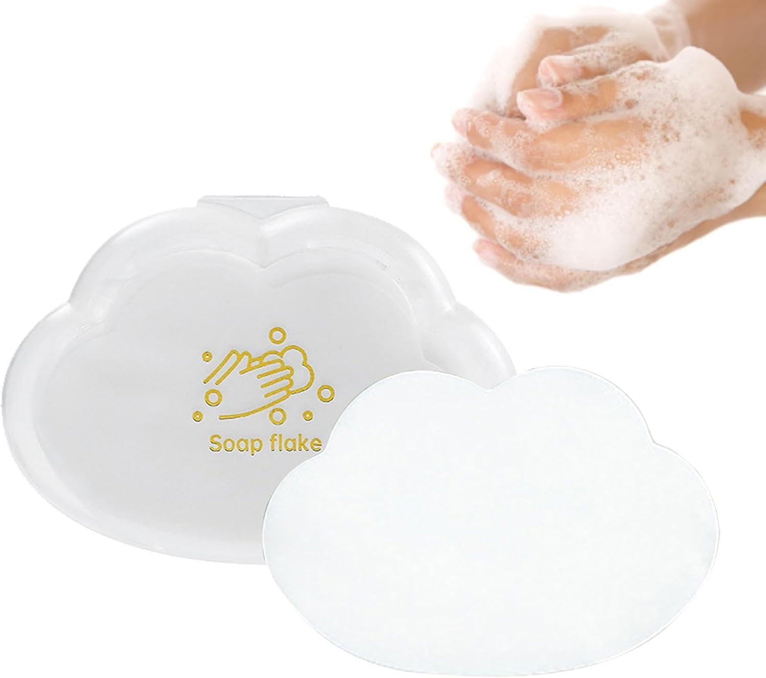 Soap Paper Sheets: 50 Disposable Portable Travel Soap Sheets | Cloud Shaped Handsoap Flakes, Travel Foam Hand Wash Skin for Outdoor L image number 3