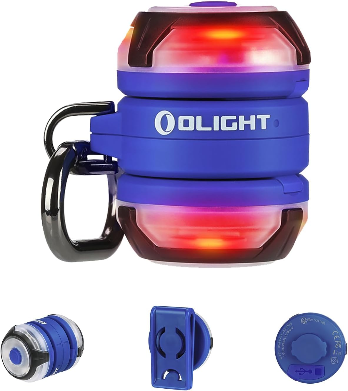 OLIGHT Gober 2 LED Rechargeable Warning Beacon Light Combination Emergency Safety Light, Magnetic Base, Six Color Modes & Synchronized Flash for Hiking, Running, Pet Tracking (Blue) image number 6