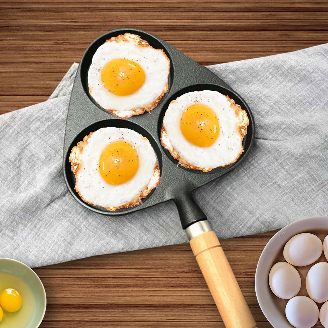 SOGA 3 Mold Cast Iron Breakfast Fried Egg Pancake Omelette Fry Pan- Durable, Long-Lasting Kitchen Cookware. Ideal for Omelette, Fried Eggs, Pancakes, Etc. image number 1