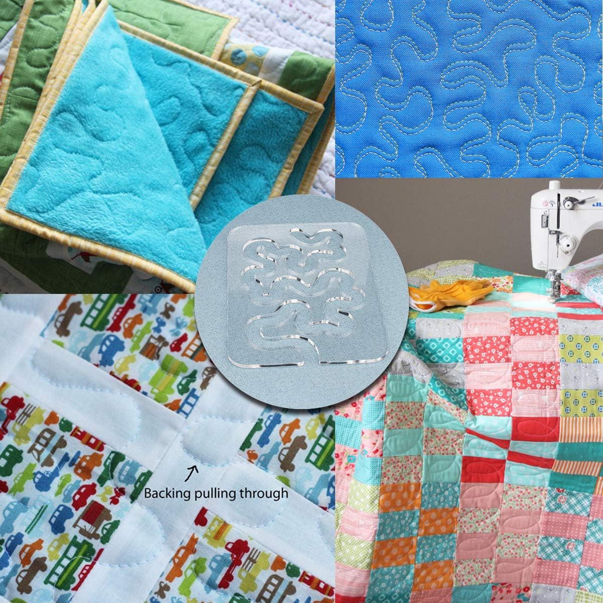 Using Quilting Templates Sewing Machine Domestic Free Motion Quilting Templates Rulers Transparent for a Simple Meander and a Great Secondary Quilting Design image number 6