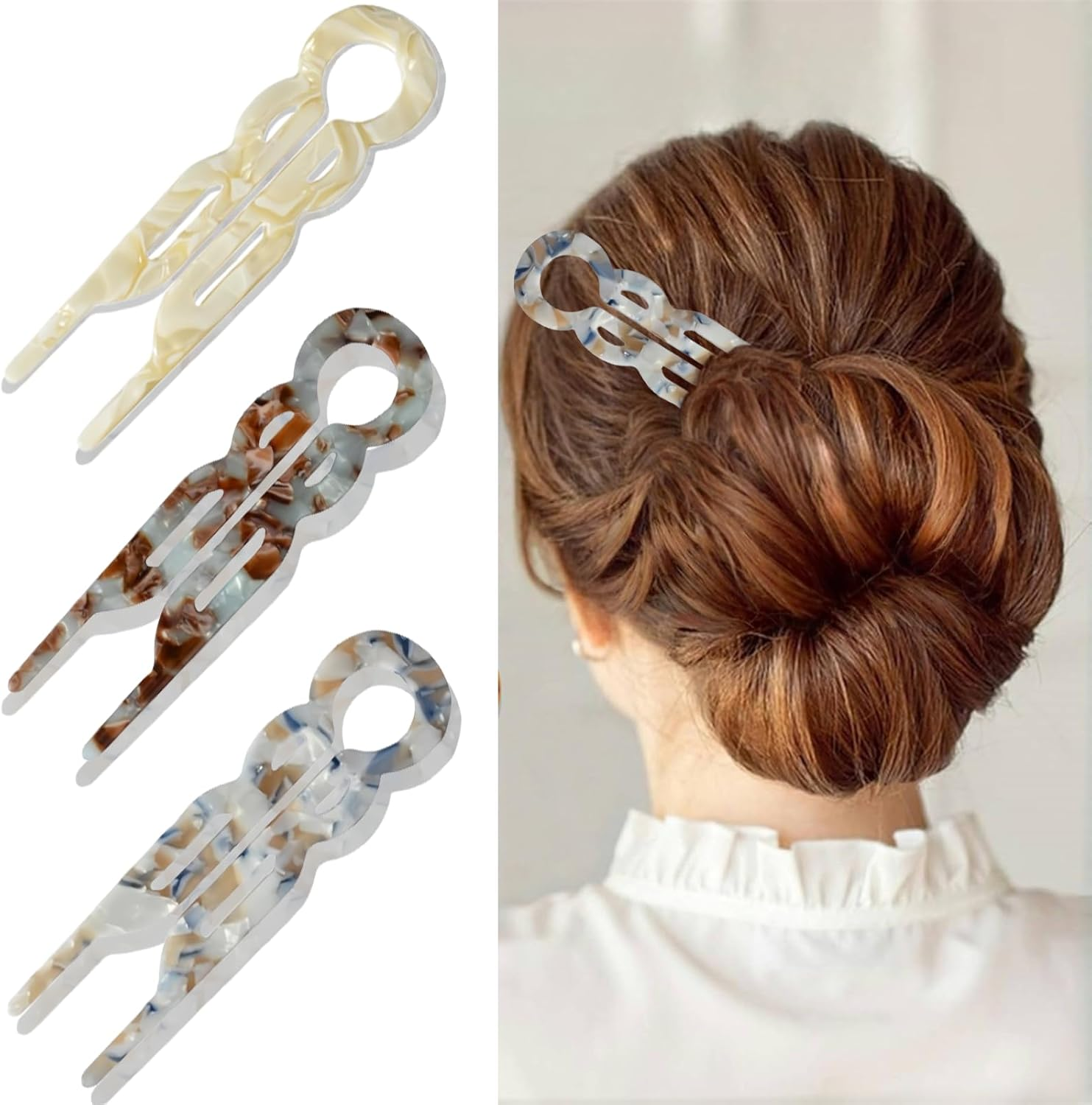 Zvorgath Lialys Hairpin - Prestige Hair Pin, U Shaped Lialysoff Hair Pins, French Hair Pin for Thick Hair, Hair Accessories (3 Pcs) image number 2