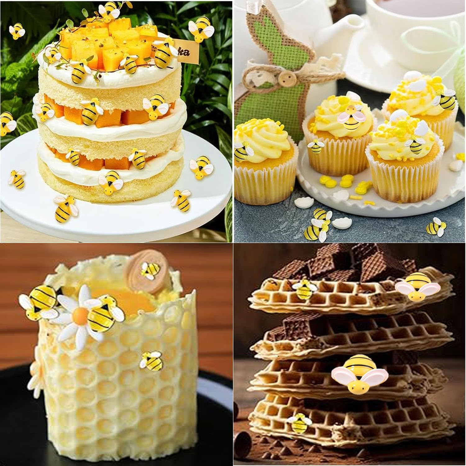 50 Pcs Small Resin Bees, 3 Sizes Tiny Resin Garden Bumblebees Embellishment, Bee Decors,Wreath Bees Decoration,Crafts Scrapbooking Party Home Decor,Birthday Party Table Decor image number 6