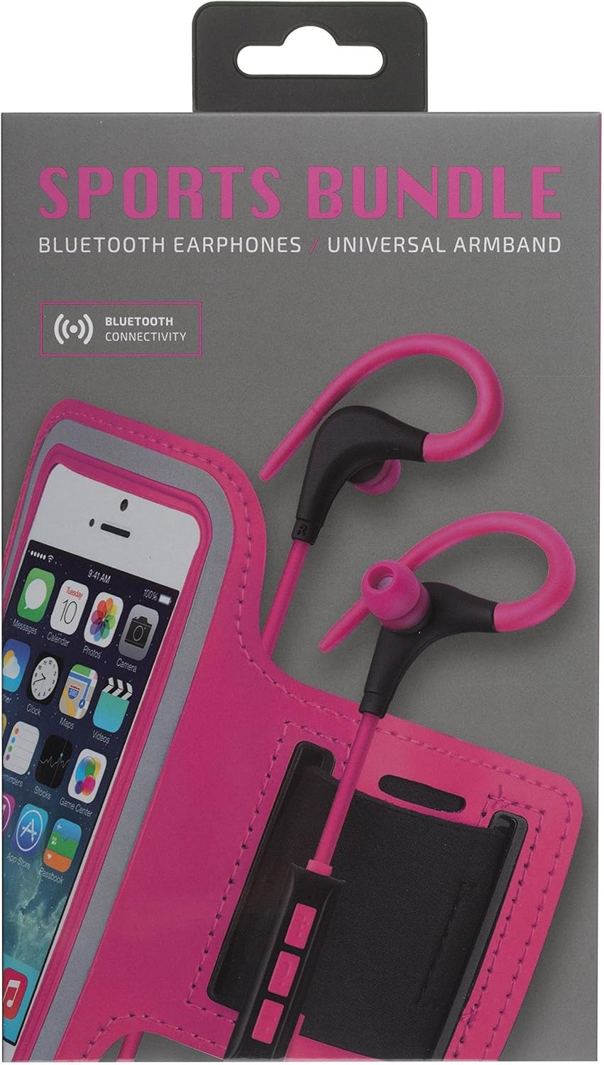 Kitsound Sport Bundle with Race Bluetooth Sport In-Ear Headphones and Phone Armband Pink