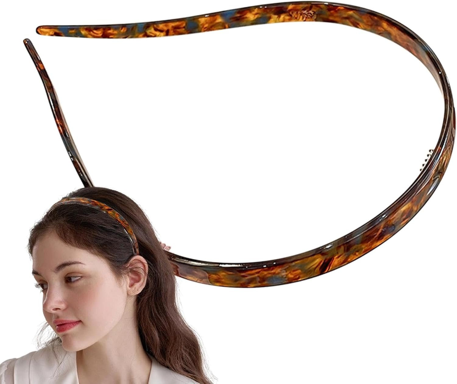 Hair Band Designed for Eyewear Headbands for Women, No-Clip Earbone Glasses Acetate Headband, 2024 New Summer Temperament Headband Non-Slip Headdress - Colored Glaze image number 2