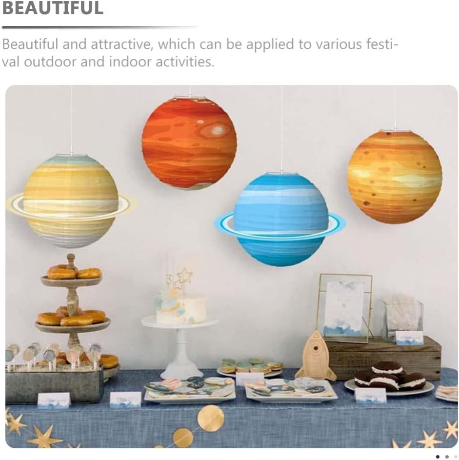 FOMIYES Solar System Decor 8Pcs Planet Outer Space Party Decorations Solar System Planets Lantern for Kids Space Theme Party Birthday Room Decorations Starry image number 2