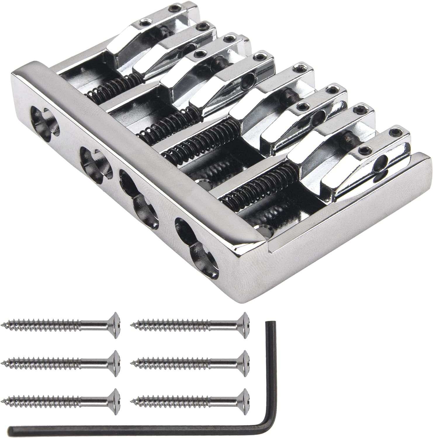 1Pcs 4 String Electric Bass Bridge High-End Roller Saddles Bridge Tailpieces Suit Compatible with Bass Guitar Accessories (Silver)