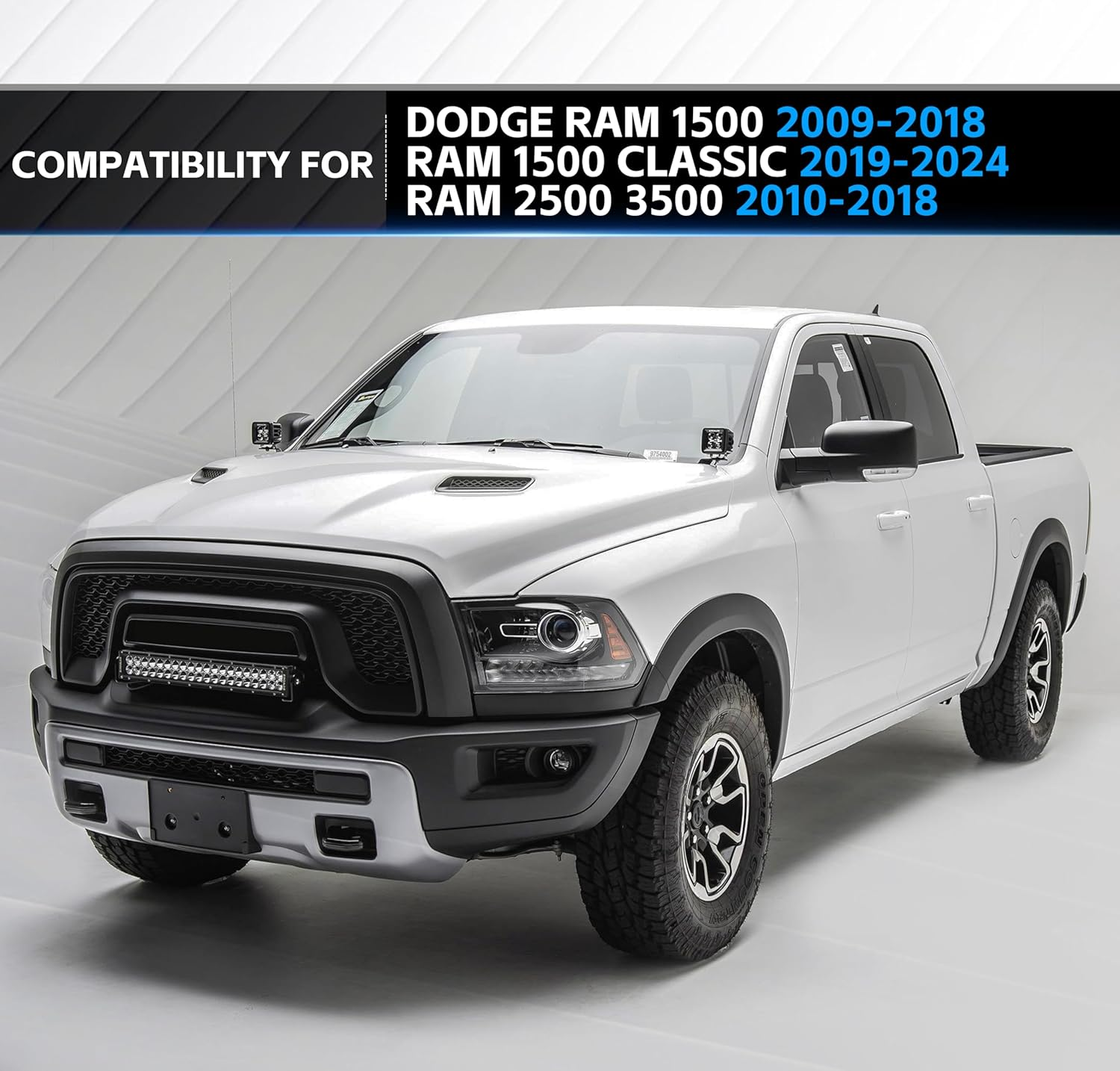 Ditch Light Brackets Hood Hinges Mount Bracket for Auxiliary Offroad LED Pod Work Lighting Compatible with 2009-2018 Dodge RAM 1500, 2019-2024 RAM1500 Classic, 2010-2018 RAM 2500 3500 (Black) image number 4