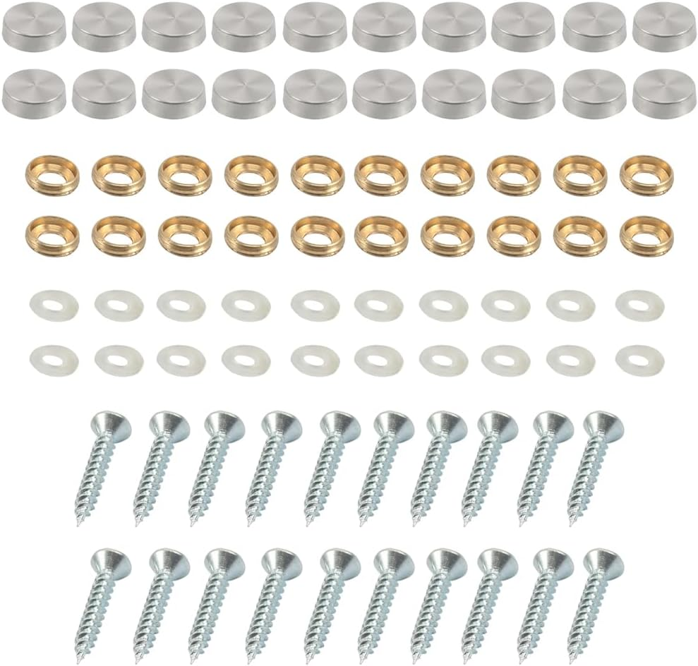 20Pcs Chrome Screw Cover Caps, Decorative Dome Caps for Mirror Screws, Furniture & Fixtures, Secure Clip-On Design (Silver, 10Mm) image number 2