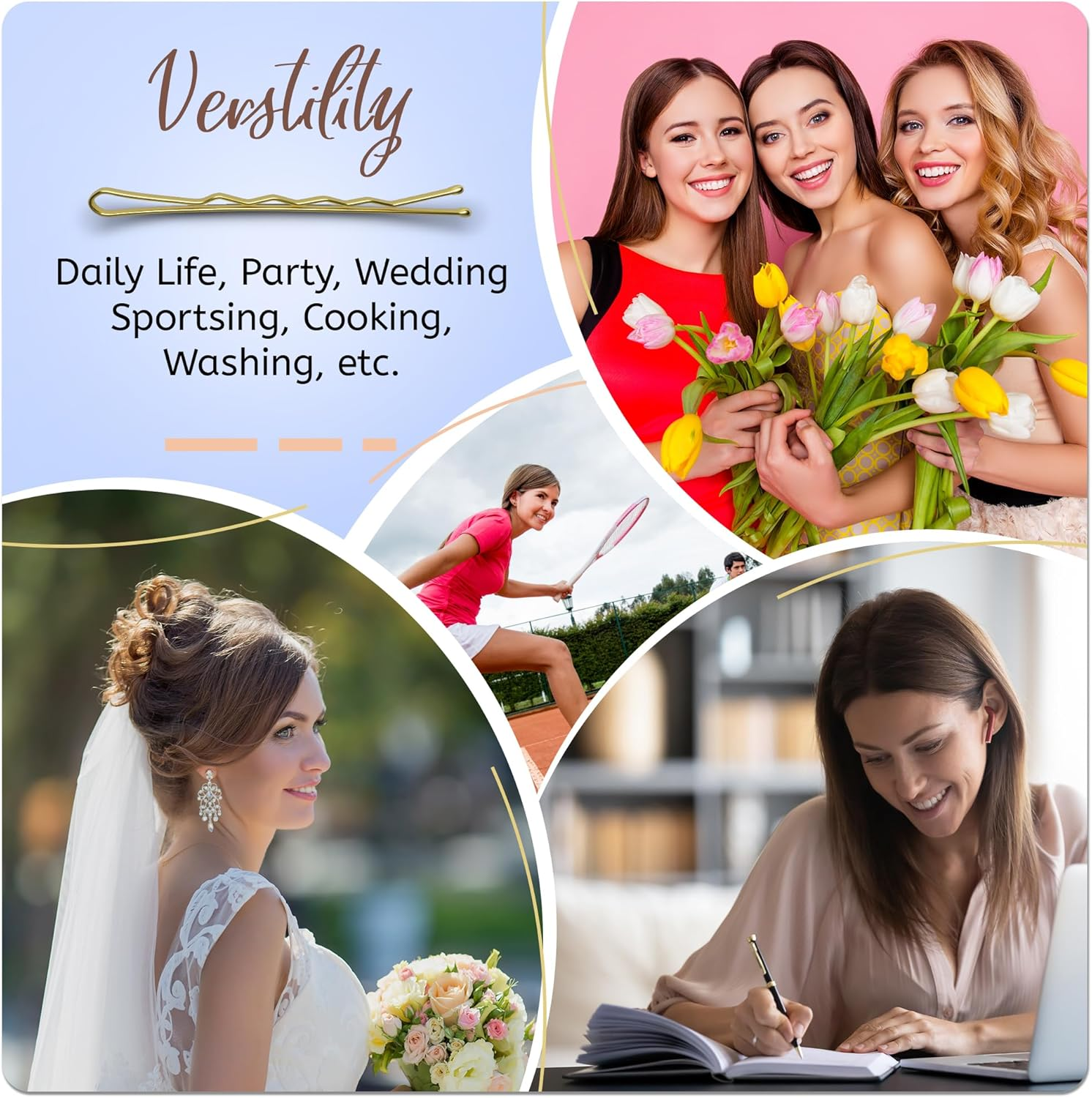 Beautrox Blonde Hair Pins for Women &mdash; 72 Pieces, 5.5Cm Blonde Hair Grips &mdash; Sturdy Steel Bobby Pins Blonde for All Day &mdash; Kirby Grips Suitable for All Hair Lengths & Thickness &mdash; Hair Accessories Women image number 5