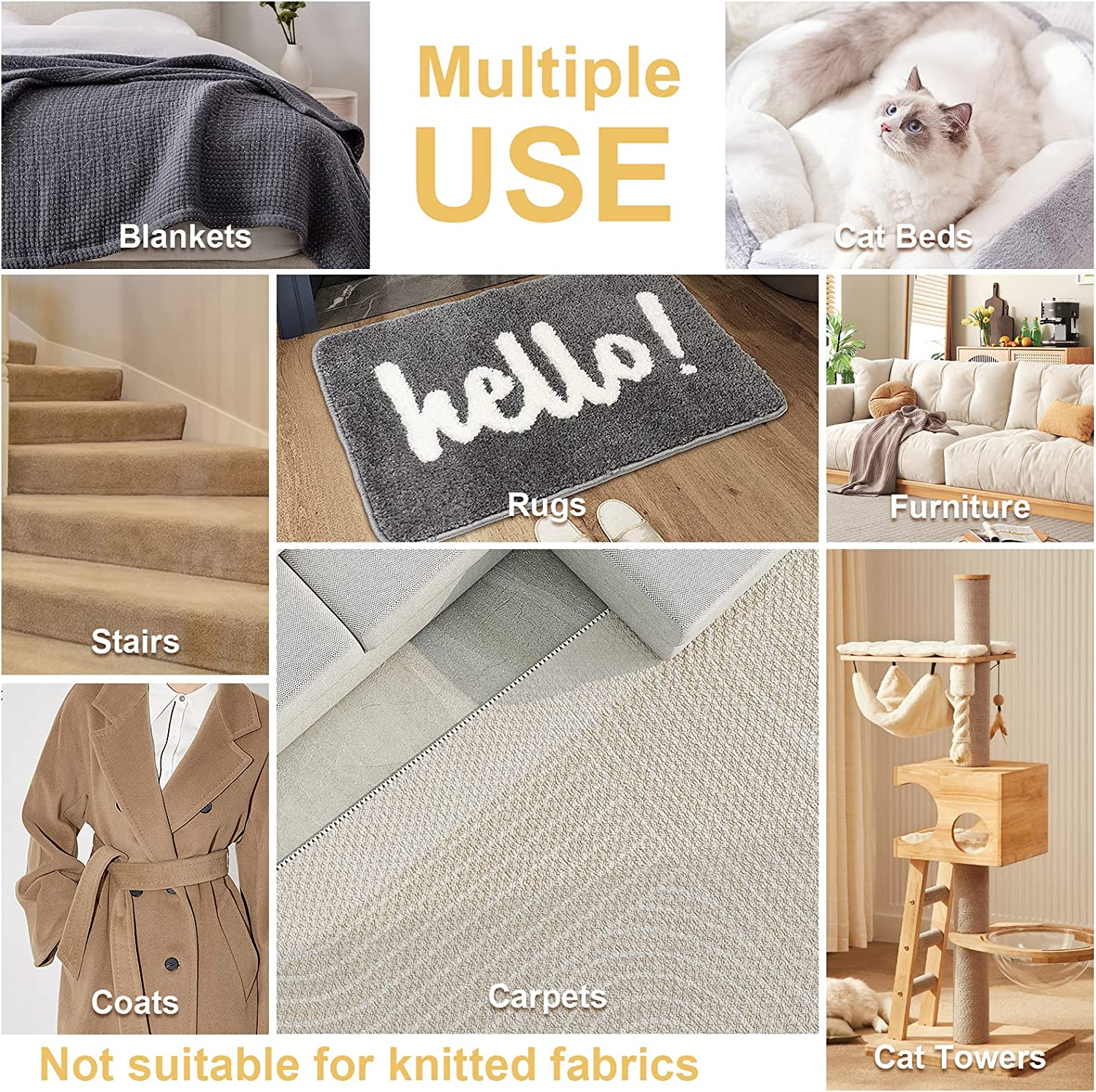 2Pcs Manual Portable Fabric Shaver, 1 Metal Carpet Lint Scraper for Furniture Pet Hair Removal (1Buck Thick Rack Can Be Used for Years), 1 Reusable Fuzz Lint Remover Brush for Clothes Couch(No Snag) image number 3