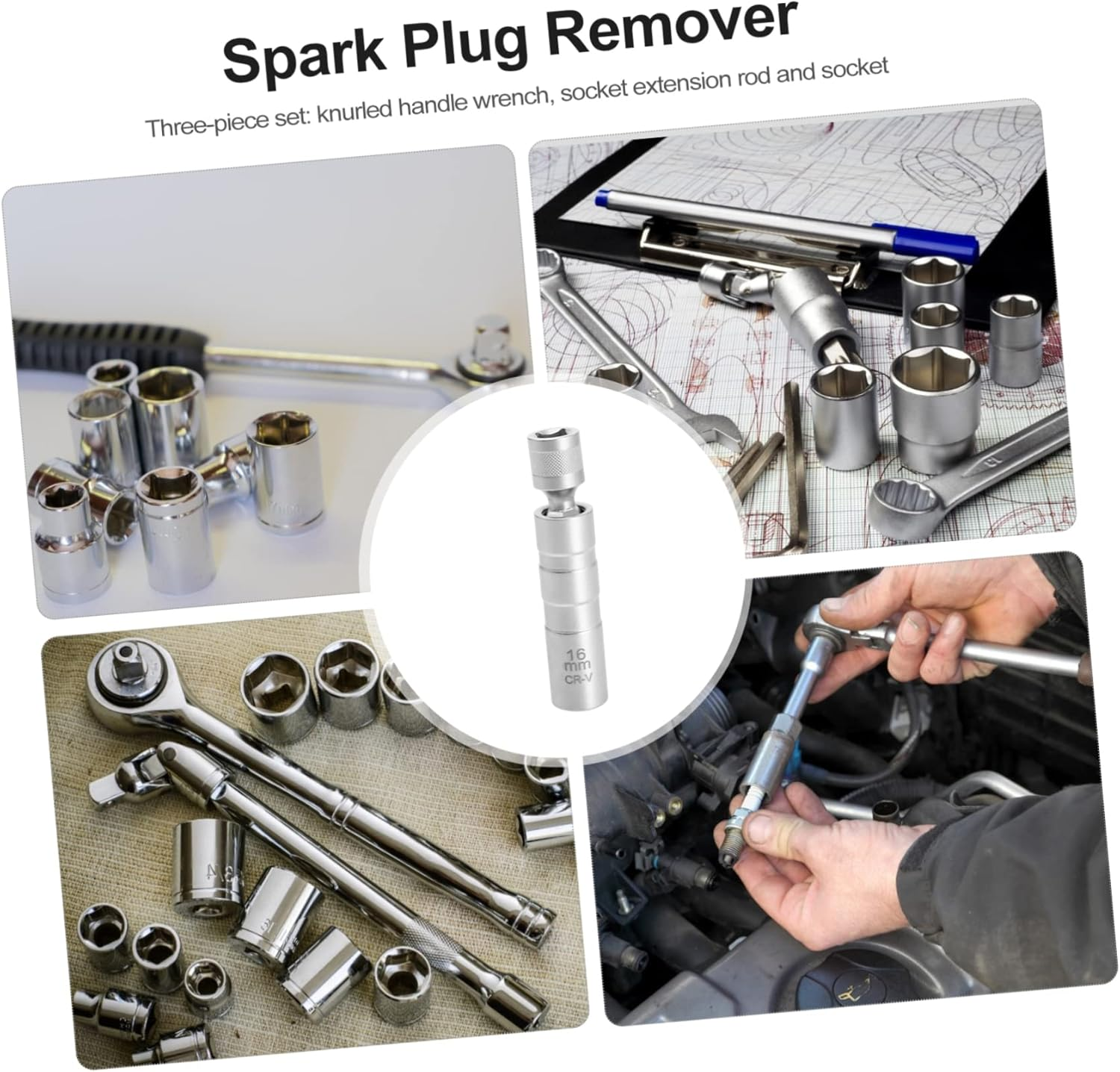 Vaguelly Magnetic Swivel Spark Plug Removal Tool 16Mm Thin Wall Flexible Socket for Vehicle Maintenance Compatible Cars and Motorcycles image number 4