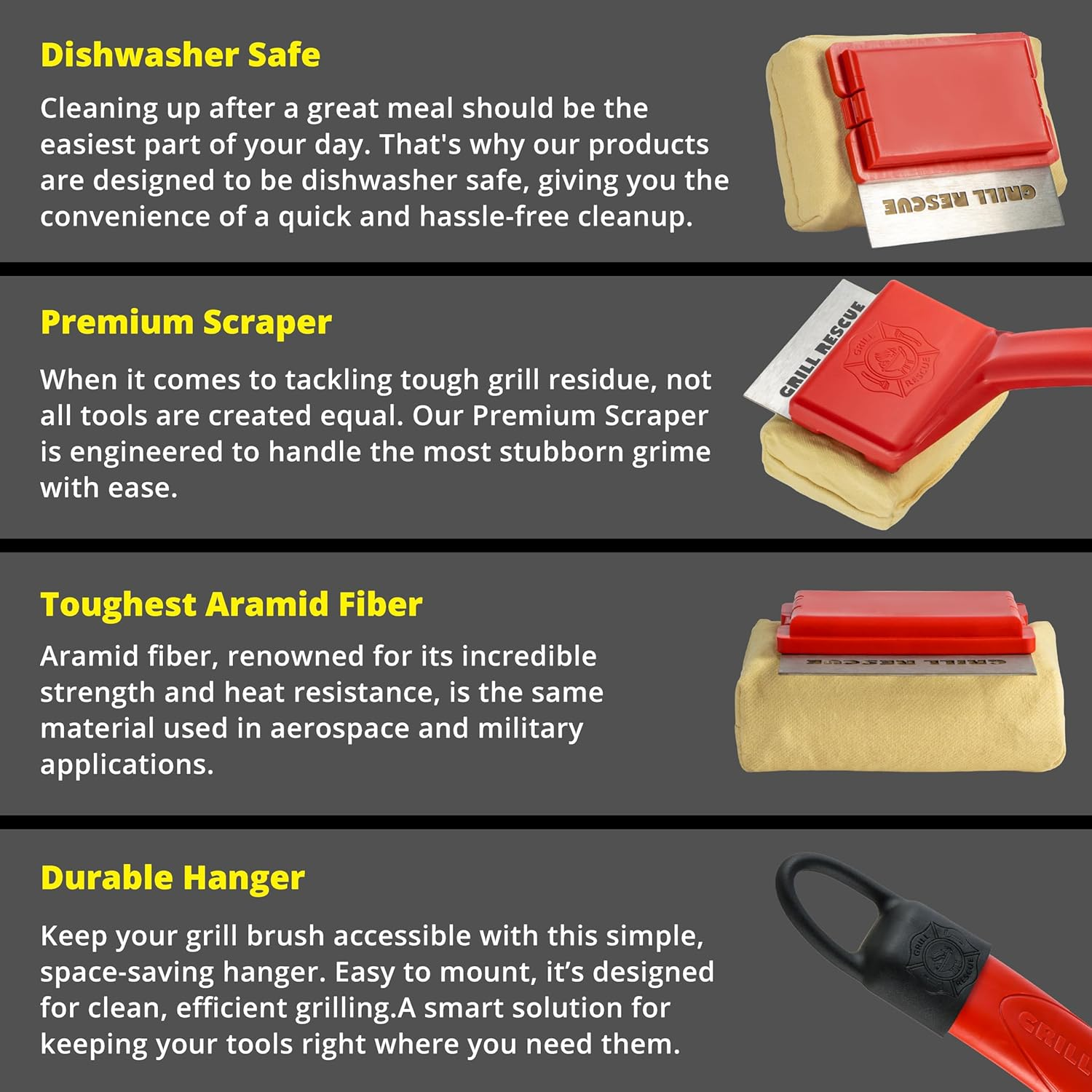 Grill Brush Bristle-Free&ndash; Safe BBQ Grill Brush for Gas, Charcoal, Cast Iron & Stainless Grates &ndash; Durable, Heat-Resistant Grill Cleaning Brush with Replaceable Head & Hanging Hook image number 1