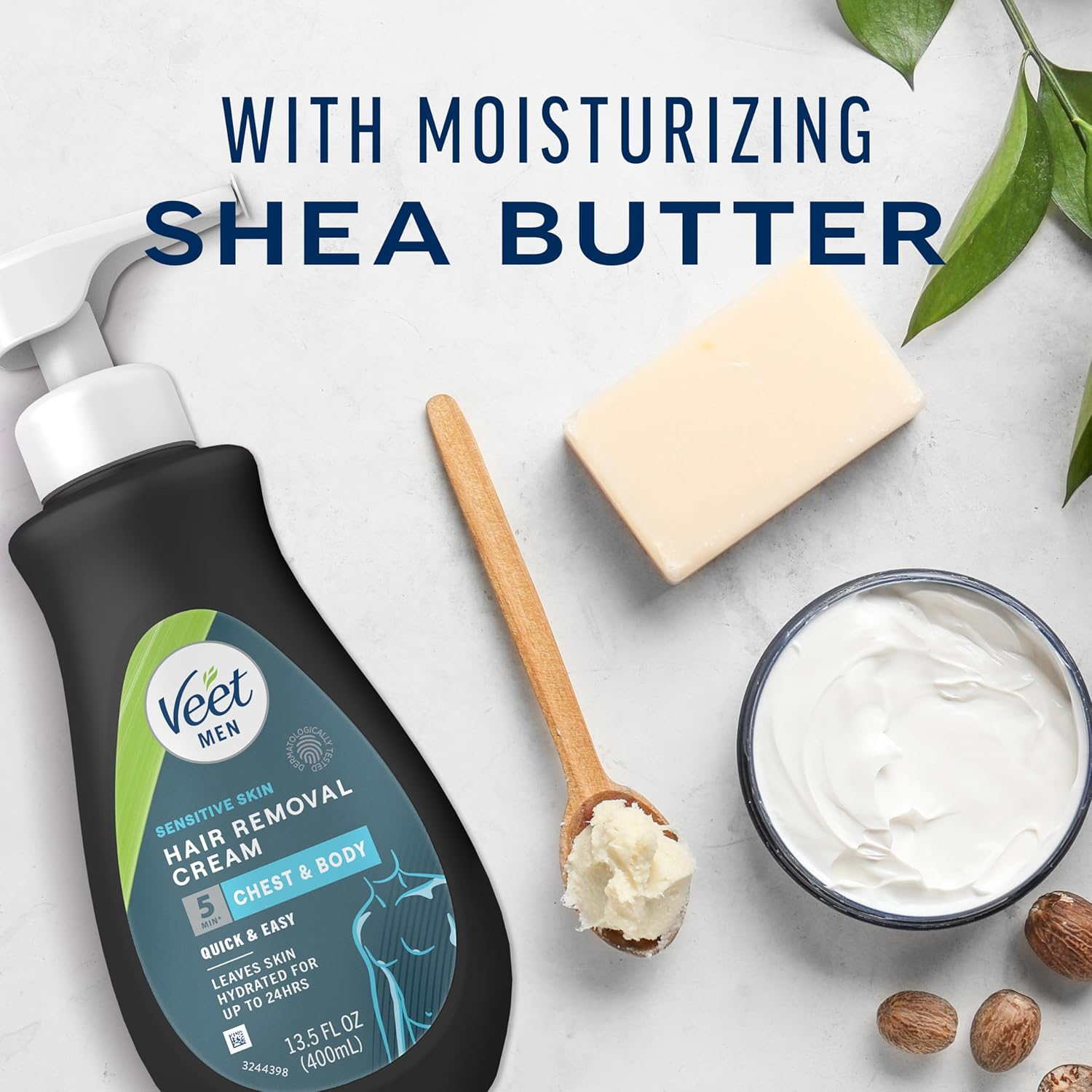 Veet Hair Removal Cream for Men, 5 Min Sensitive Skin, Hair Removal Gel for Body, Chest & Back, Dermatologically Tested, 13.5 FL OZ W/Spatula image number 5