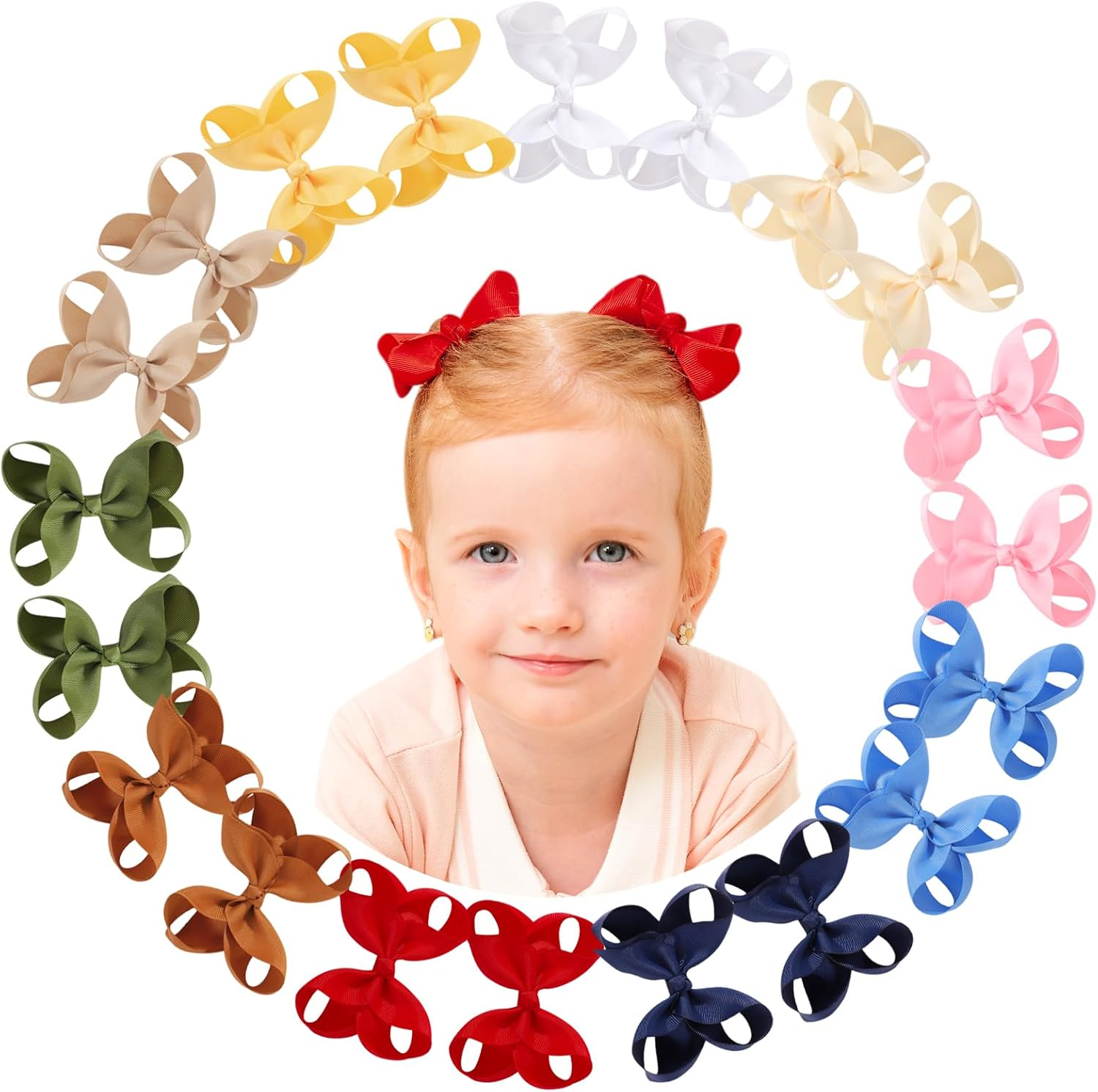 6Inch Large Solid Grosgrain Ribbon Hair Bows with Alligator Clips for Teens Kids Set of 30 Colors