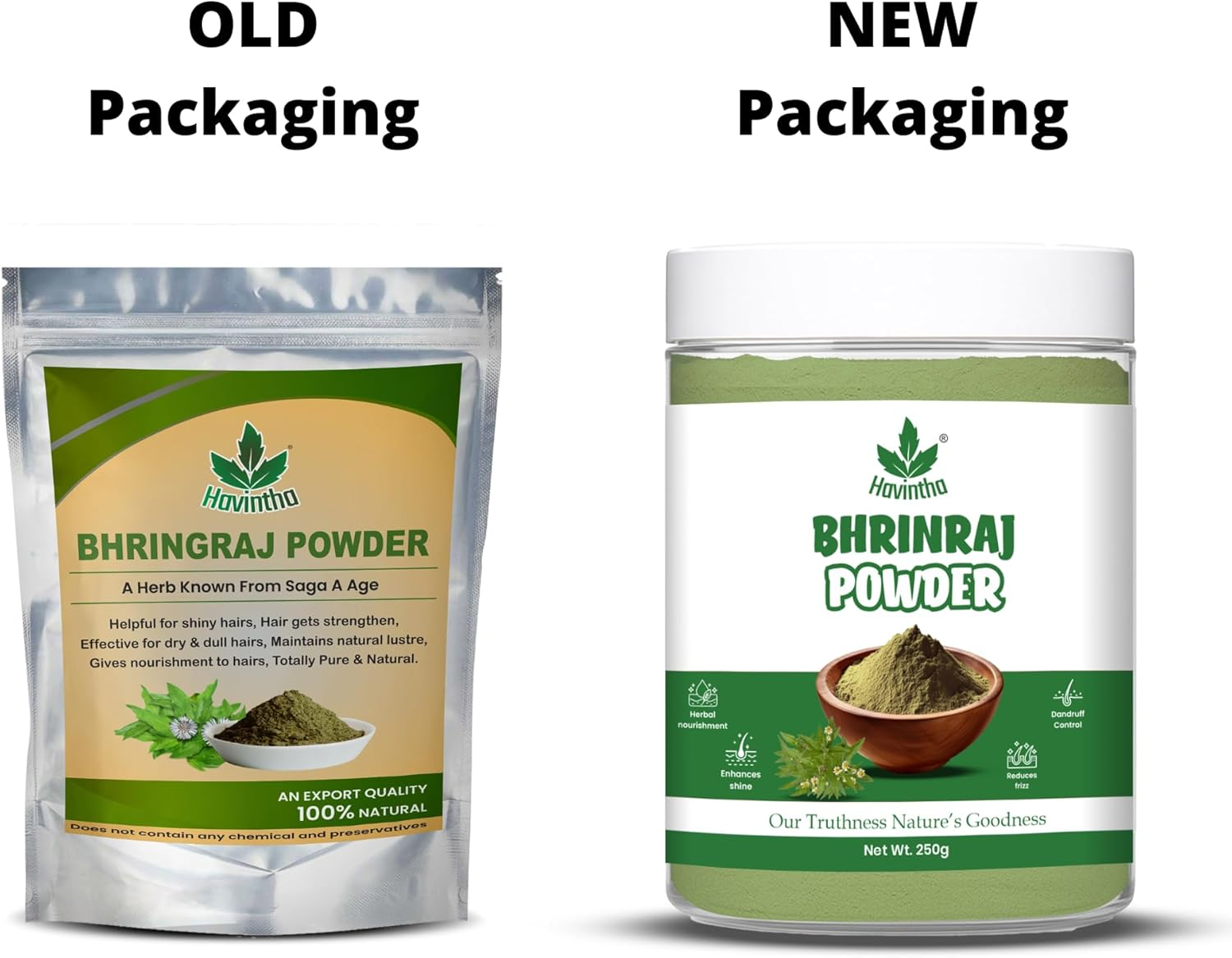 Havintha Bhringraj Powder for Hair Growth Split Ends Nourishment - 227 Grams image number 2