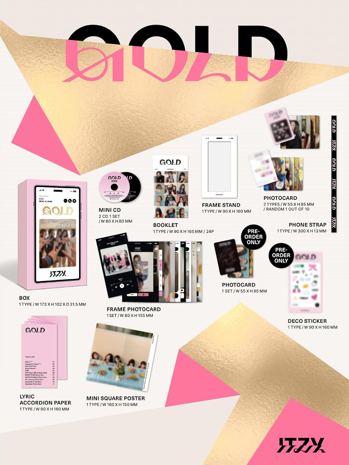ITZY GOLD 2Nd Album with Tracking (Full 11 Version Set) image number 1