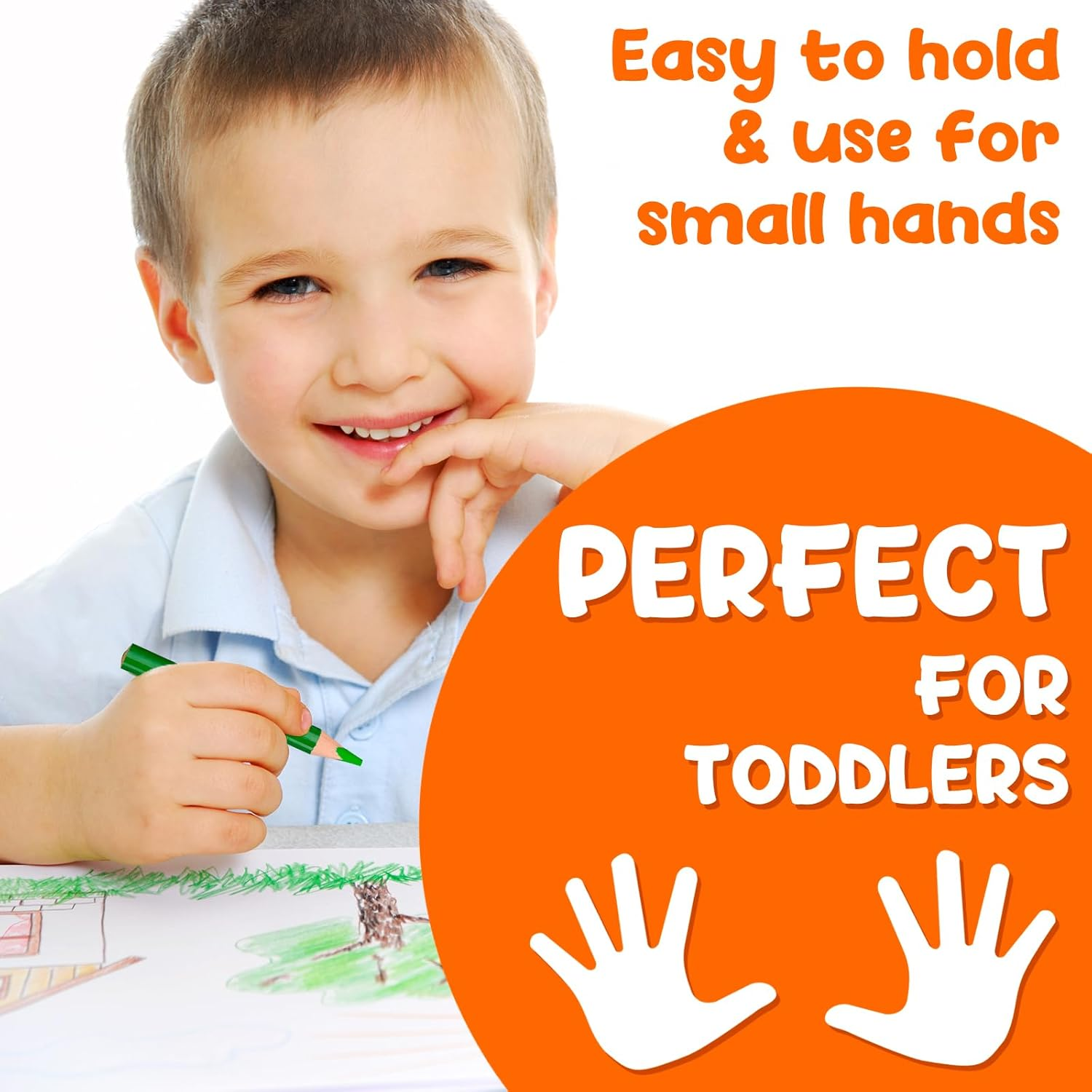 Jumbo Pencils Triangle Short Colored Pencils for Kids and Rainbow Pencil +Sharpener -Perfect for Preschool Toddlers and Beginners +Recommended by Teachers & Experts +Party Favours +Art/School Supplies image number 2