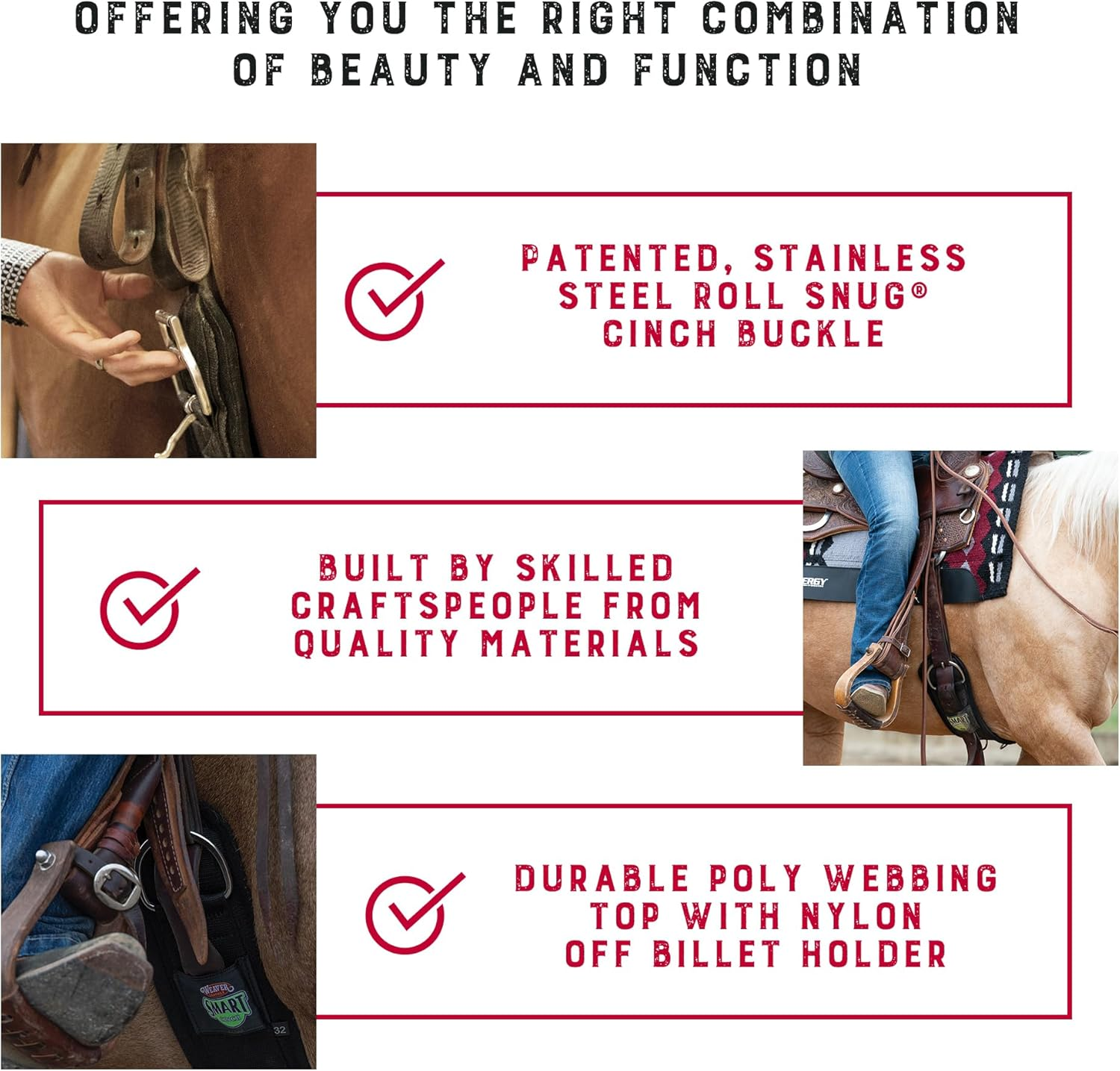 Weaver Leather Felt Lined Smart Cinch with Roll Snug Cinch Buckle