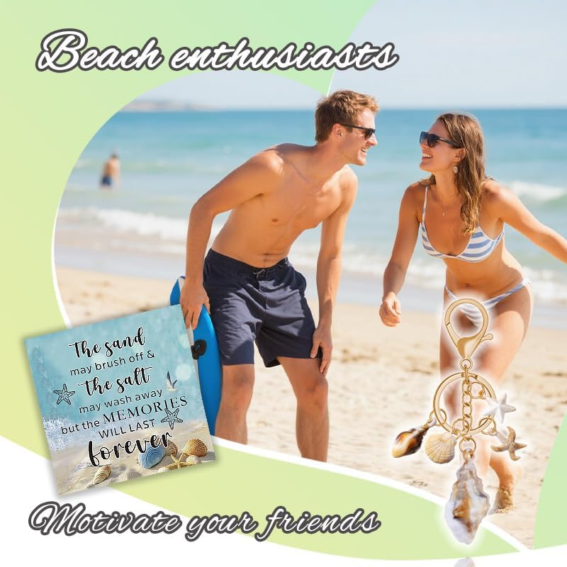 YALLNASL Seashell Bag Charms for Tote Bags Beach Accessories for Purse Backpack Men Women Inspirational Beach Keychains - Sand Set B image number 4