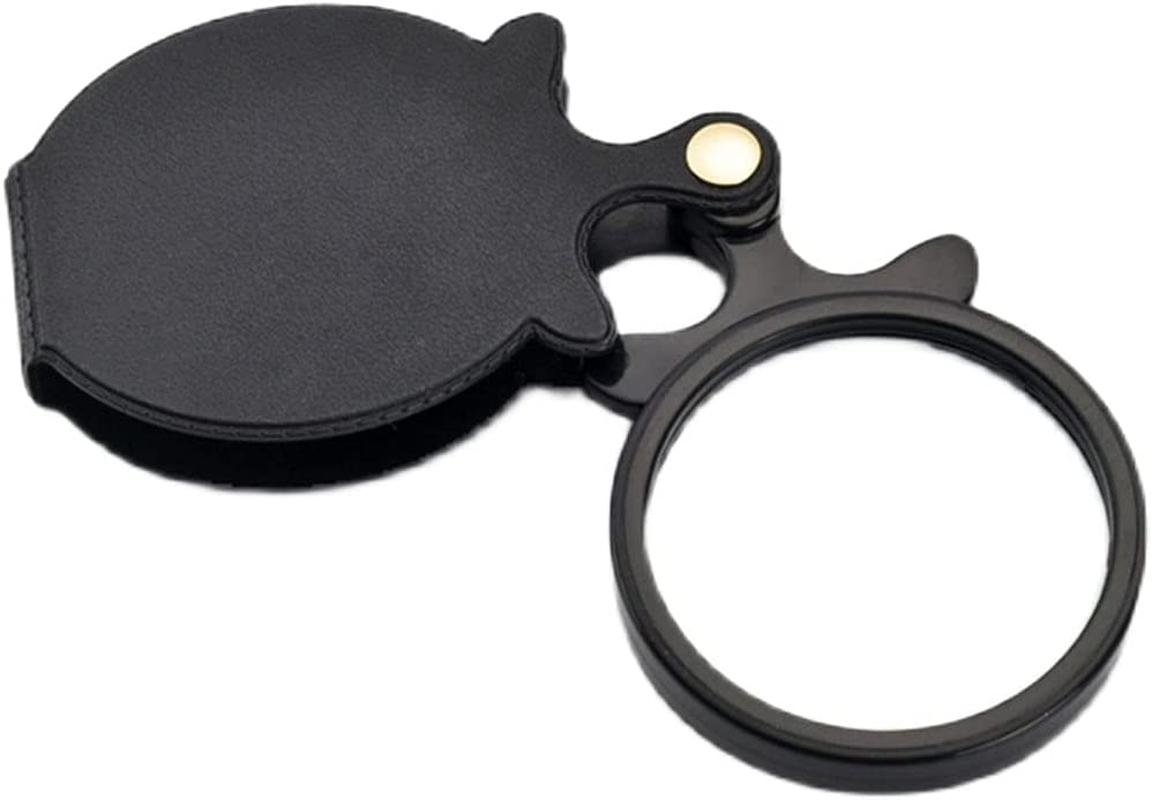 Meichoon 2Pcs 10X Mini Magnifying Glass,Small Pocket Folding Magnifier with Rotating Protective Holster for Reading Newspapers/Books/Magazines,Science,Jewelry,Hobbies(Black+Blue)