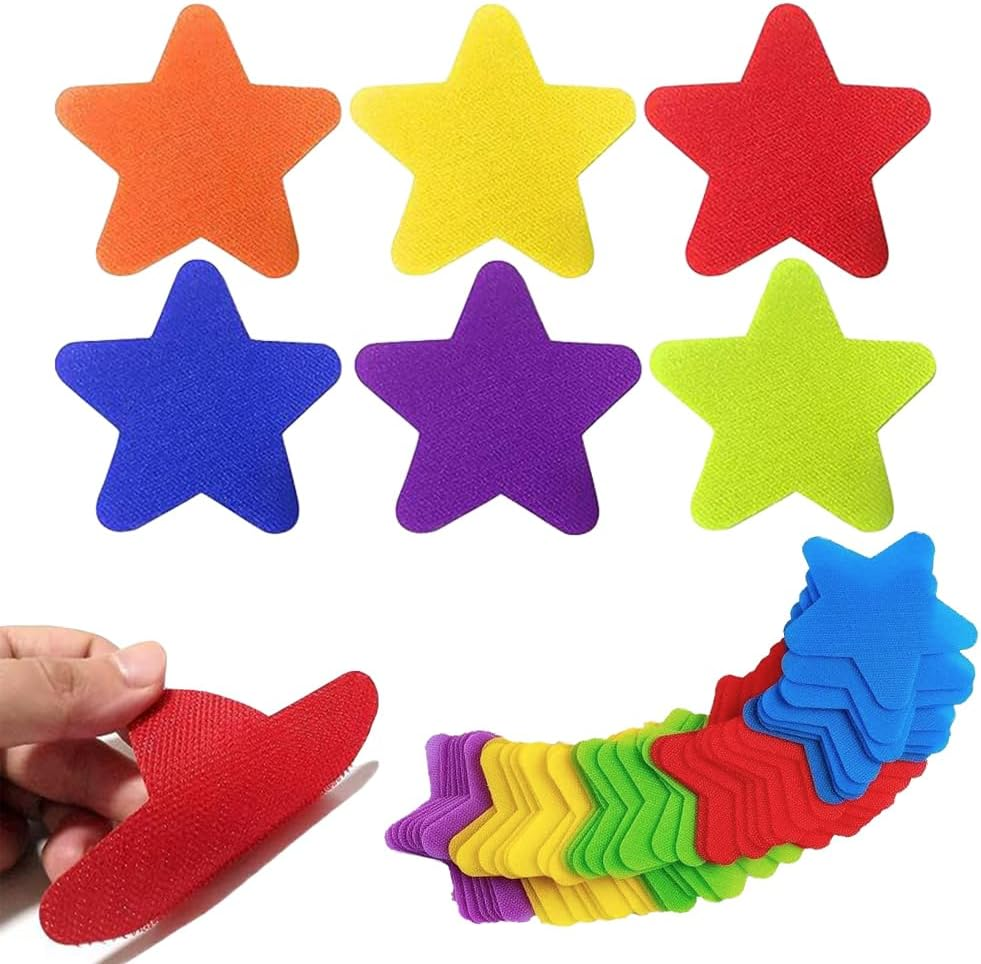 Stars Floor Spot Dots Carpet Spots Carpet Markers,48Pcs Sports Spot Mark Colorful Five-Pointed Star Sticker Color Floor Mark Floor Mark Gym Carpet Mark Sticker,Colorful Floor Spots Star Carpet Markers image number 4