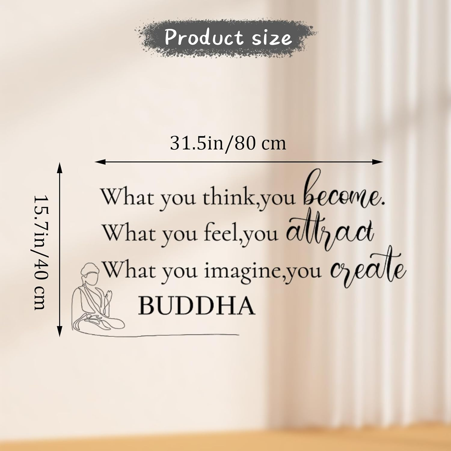 Sgphrzlt What You Think You Become Wall Decal, Inspirational Motivational Words Quotes Saying Wall Decor Stickers Peel and Stick, Removable Vinyl Art for Office Hallway Classroom Living Room image number 1