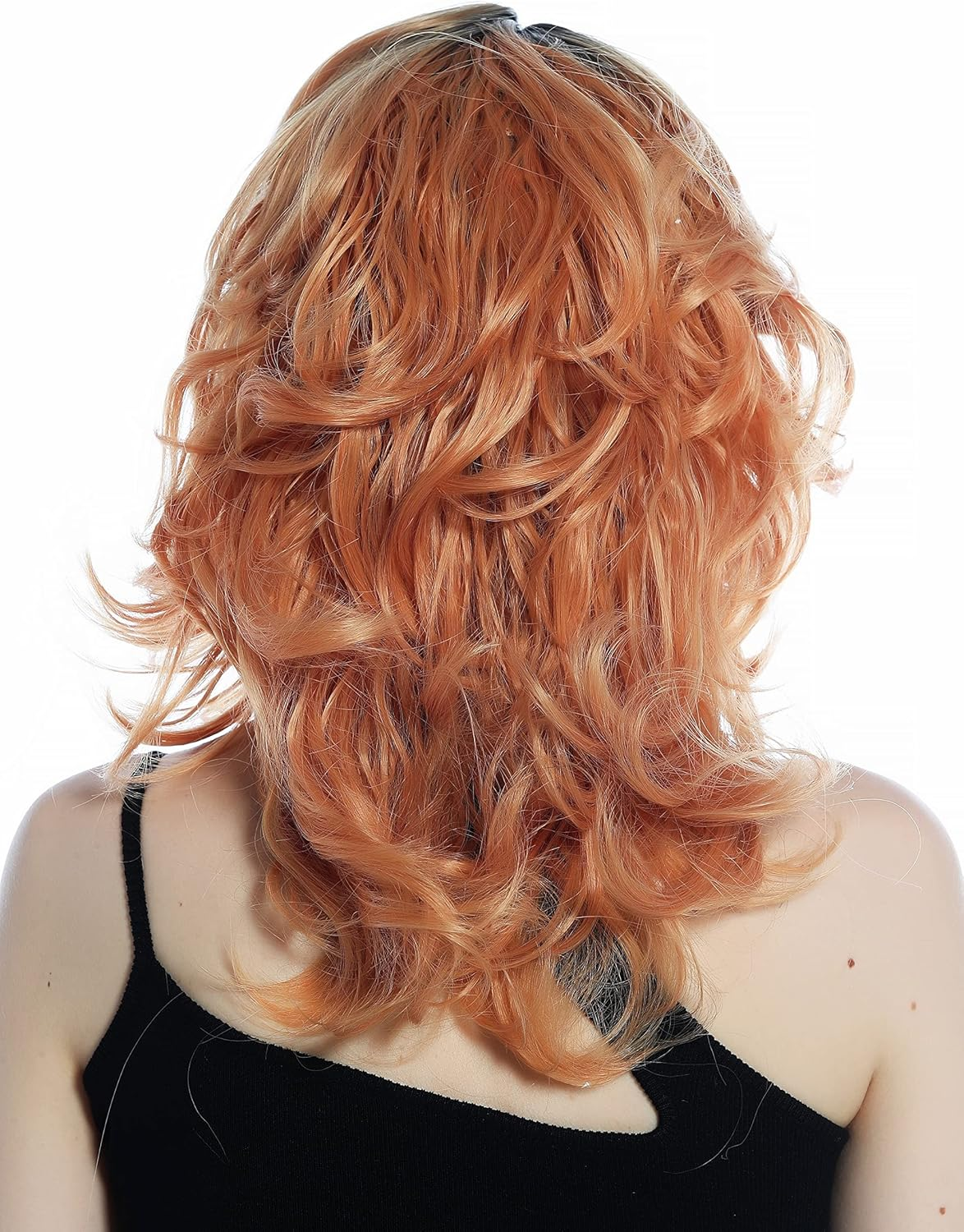 WIG ME up - SZL0673-T-010 Women'S Wig Wild Wavy Curly Shoulder Length Ombre Black Copper Blonde Wig image number 4