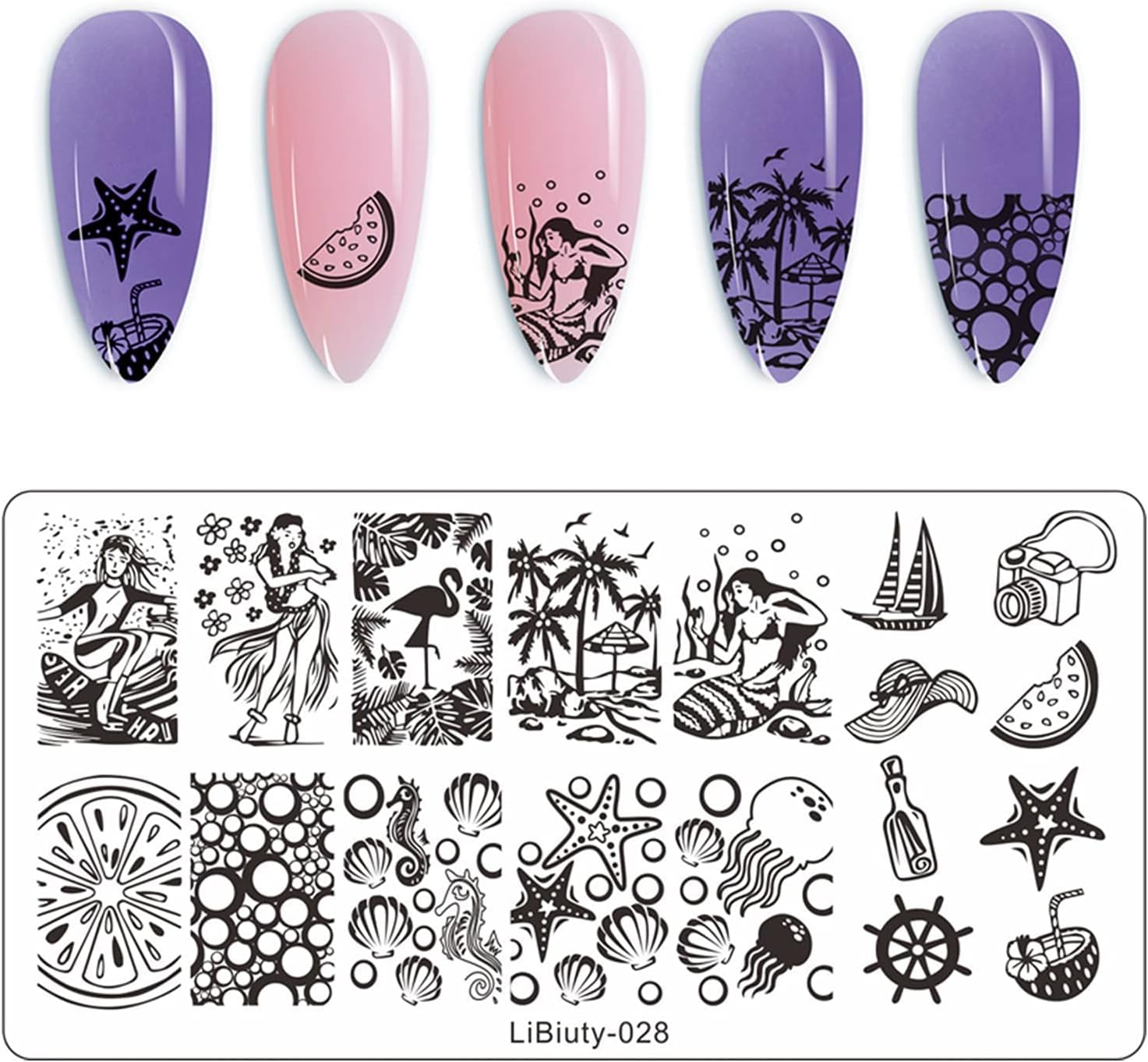 JEEWHEET 6 Nail Art Stamping Plates with Stamper and Scraper - Flowers, Geometric Patterns Nail Template for Nail Salon Designs - Nail Image Stamp Plates Manicure Templates Nail Art Tools image number 3