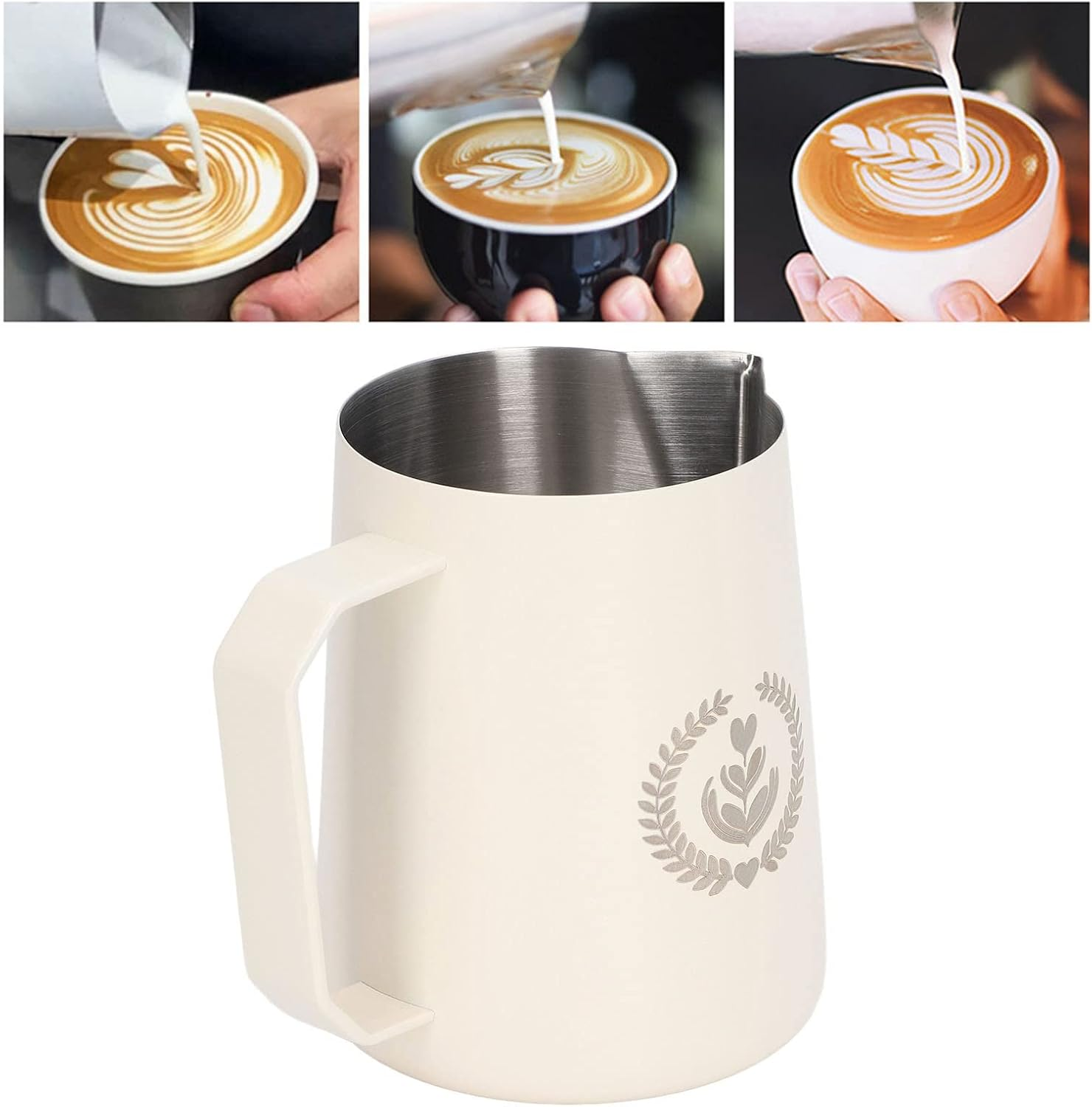 Milk Frothing Pitcher, Milk Frothing Pitcher Stainless Steel, 450Ml Milk Frother Pitcher, Coffee Milk Frothing Cup, for Making Coffee (14)