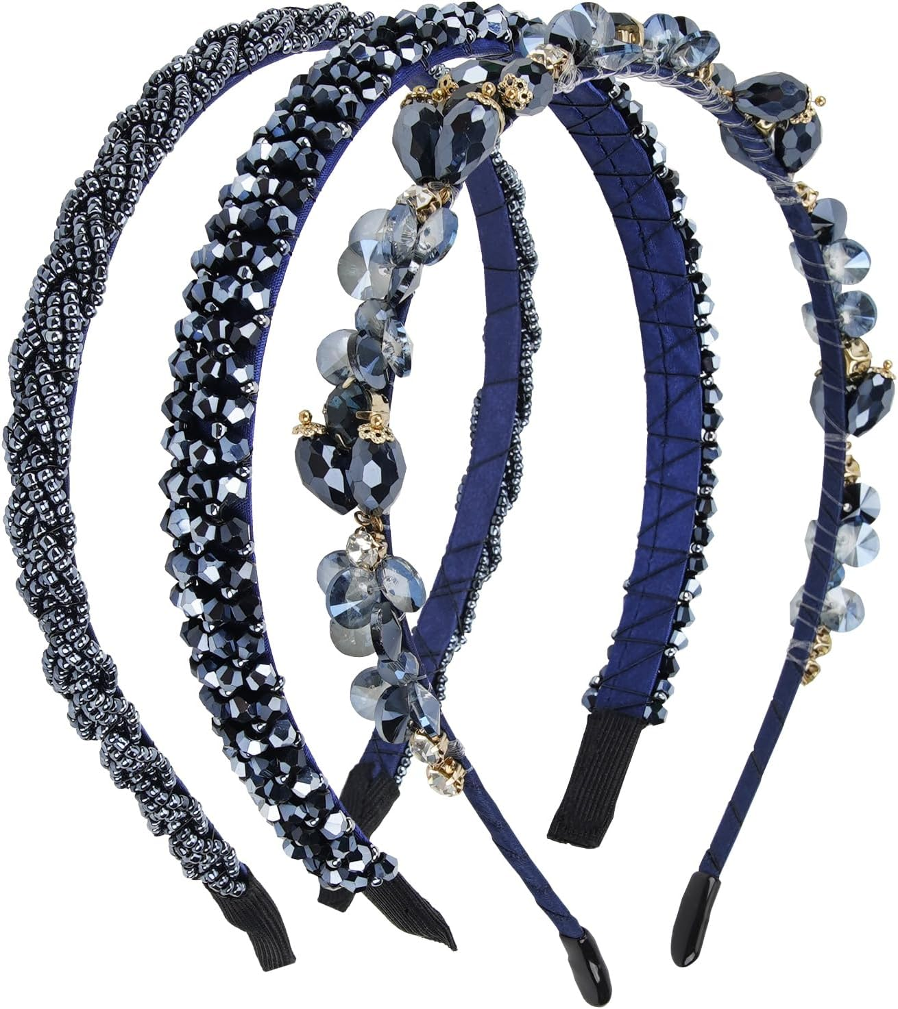 Set of 3 Rhinestone Headband Dirndl Women'S Crystal Headband 1.2/1.5/2 Cm Costume Hair Accessories for Oktoberfest Wedding Carnival Glitter Hair Band image number 4