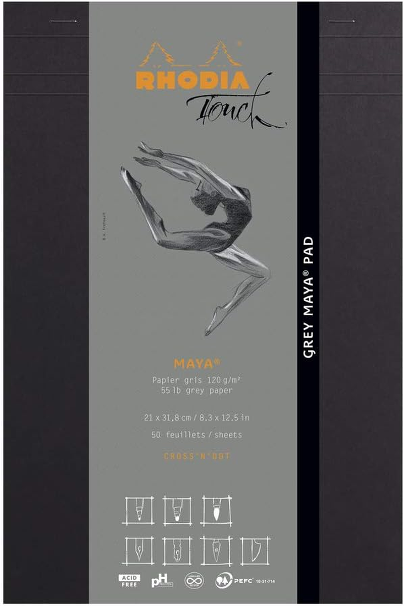 Rhodia Touch Collection A5 Cross Dot Maya Pad, Grey