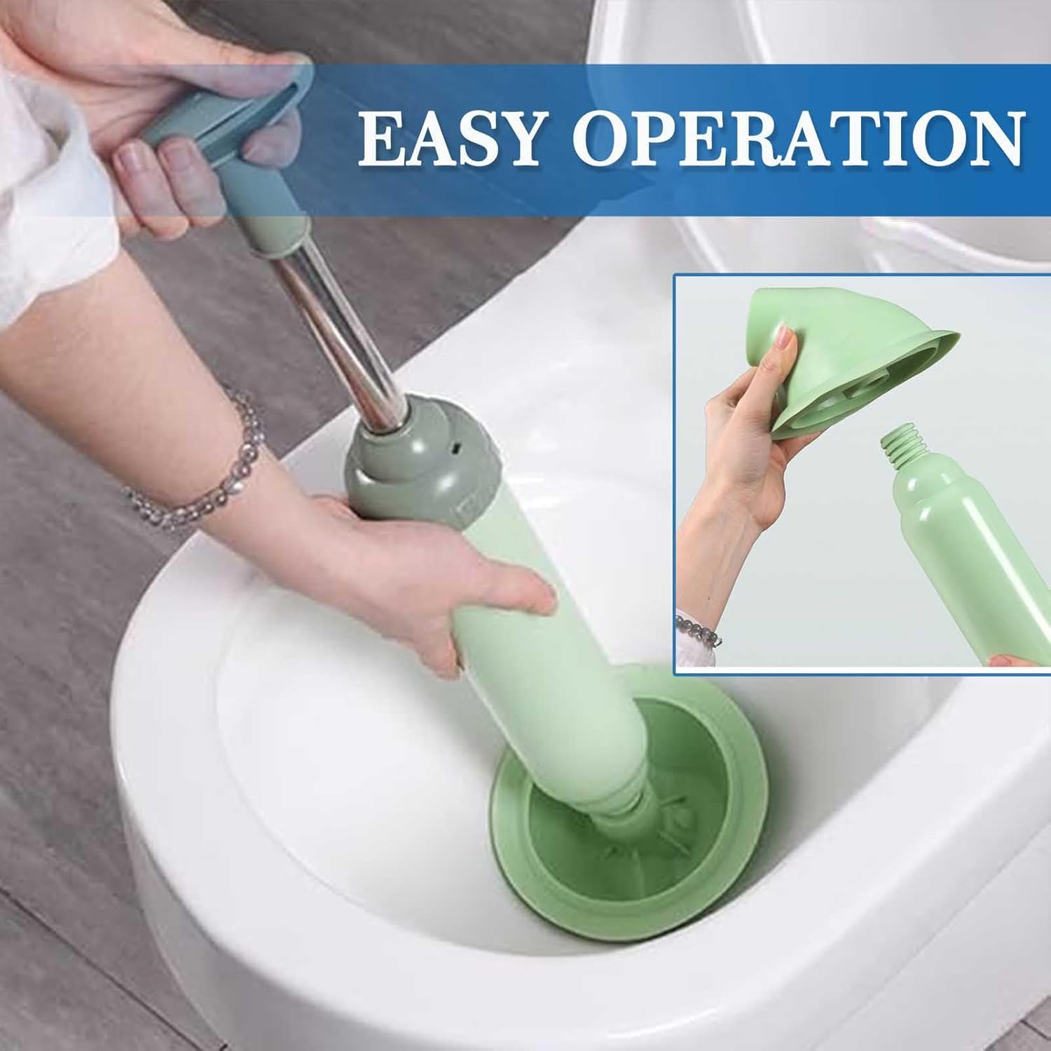 Professional Toilet Plunger, High Pressure Unclogger with Curved Head Design, Small and Powerfull, Commercial & Residential Use image number 5