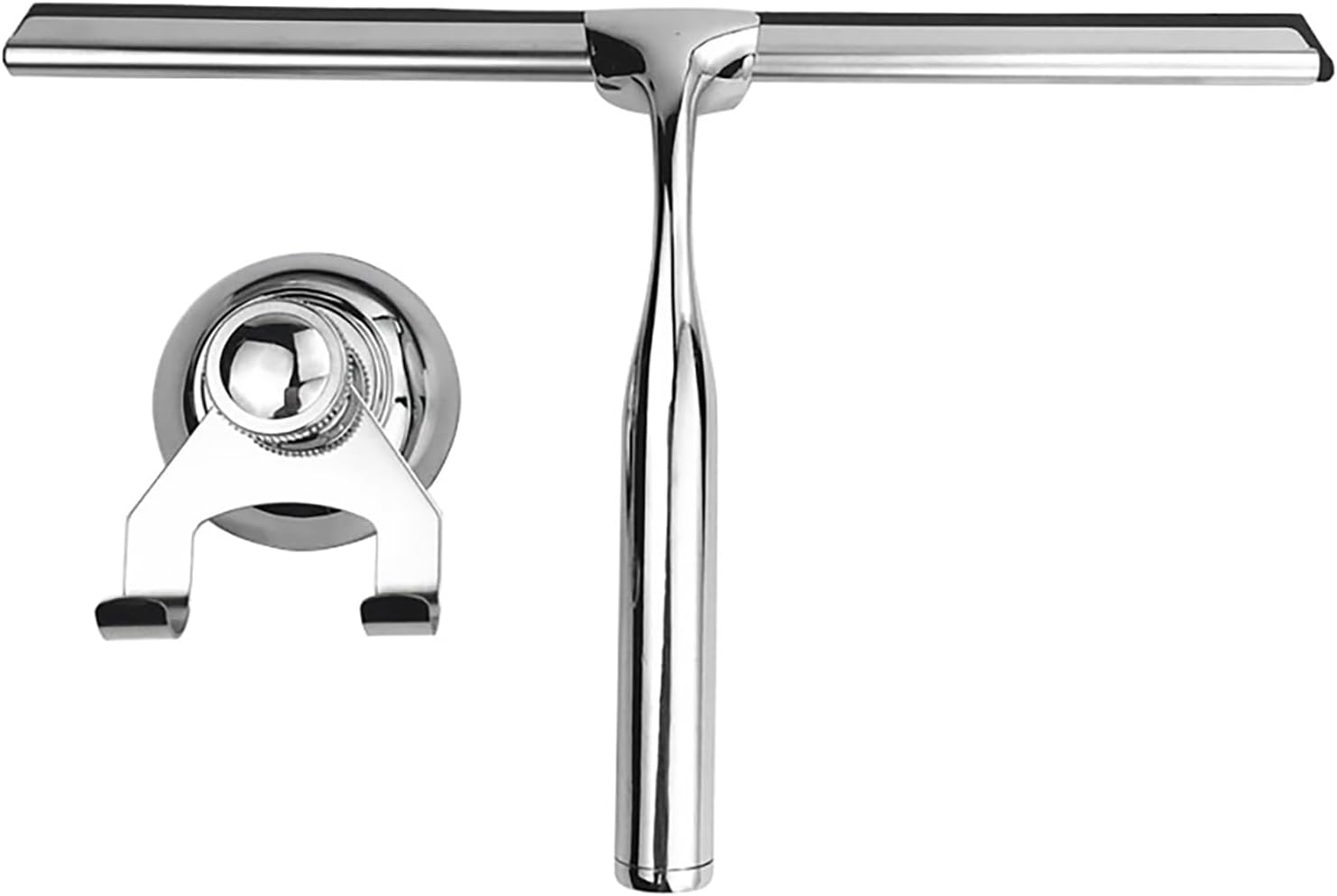 Shower Squeegee with Suction Hanger, 10 Inches Shower Glass Cleaner Wiper, &lrm;Stainless Steel Window Squeegee Scraper for Home Bathroom Kitchen Car Glass Doors image number 6