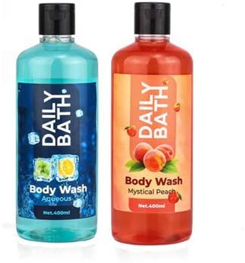 Jeehukm All Skin Types Daily Bath Body Wash Aqueous & Mystical Peach Pack of 2 (400 ML EACH) BATH LOAF FREE image number 5