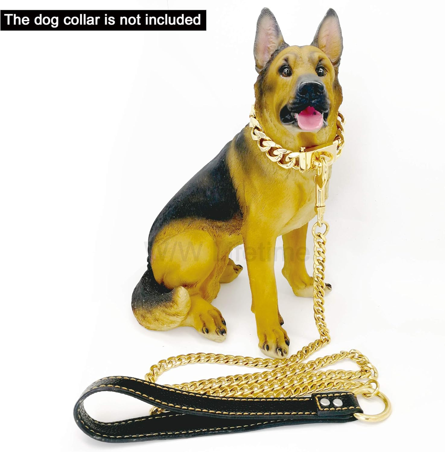 W&W Lifetime Heavy Duty Strong Stainless Steel Welding Figaro Chain Durable Dog Leash Walking Training Leads for Pitbull German Shepherd Large Dog Gold Tone image number 3