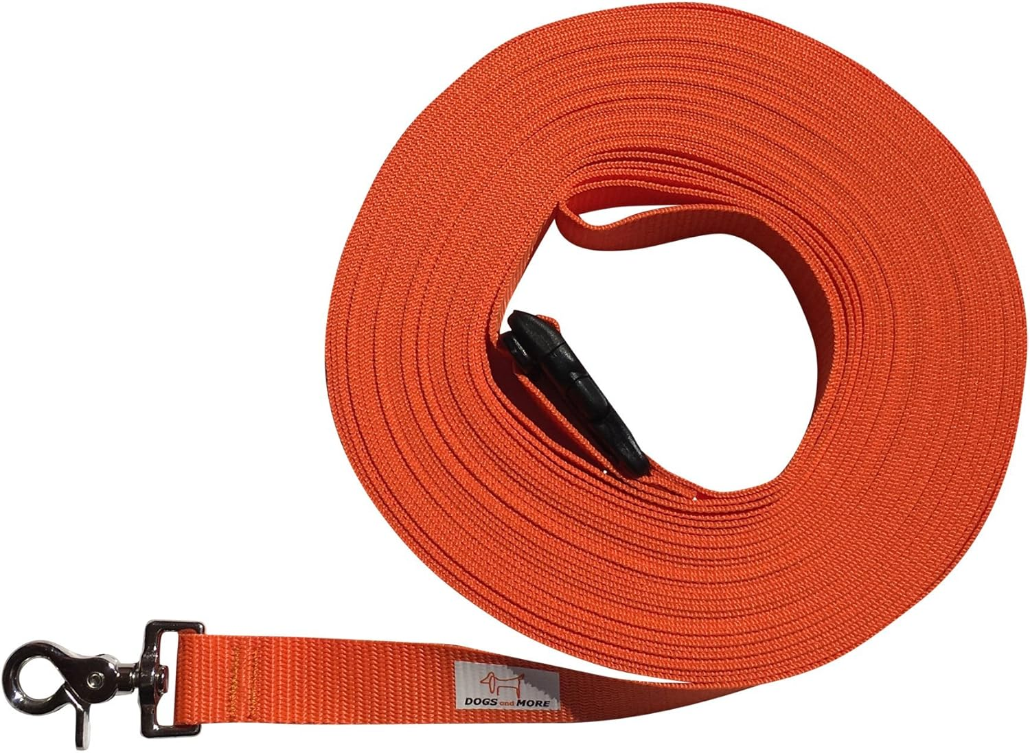DOGS and MORE &ndash; EXTENDABLE Tracking / Training / Recall Leash with RELEASABLE Wrist Strap - 15 Meter / 49 Feet (Orange, 25 Mm Wide) image number 1