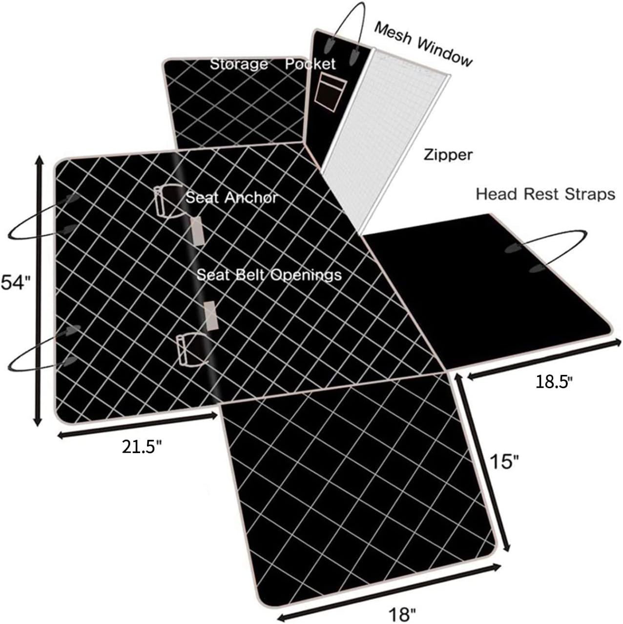 Dog Car Seat Cover for Back Seat, Waterproof Nonslip Pet Seat Protector for Cars, Suvs & Trucks with Mesh Window, Dog Hammock for Back Seat (Black) image number 5