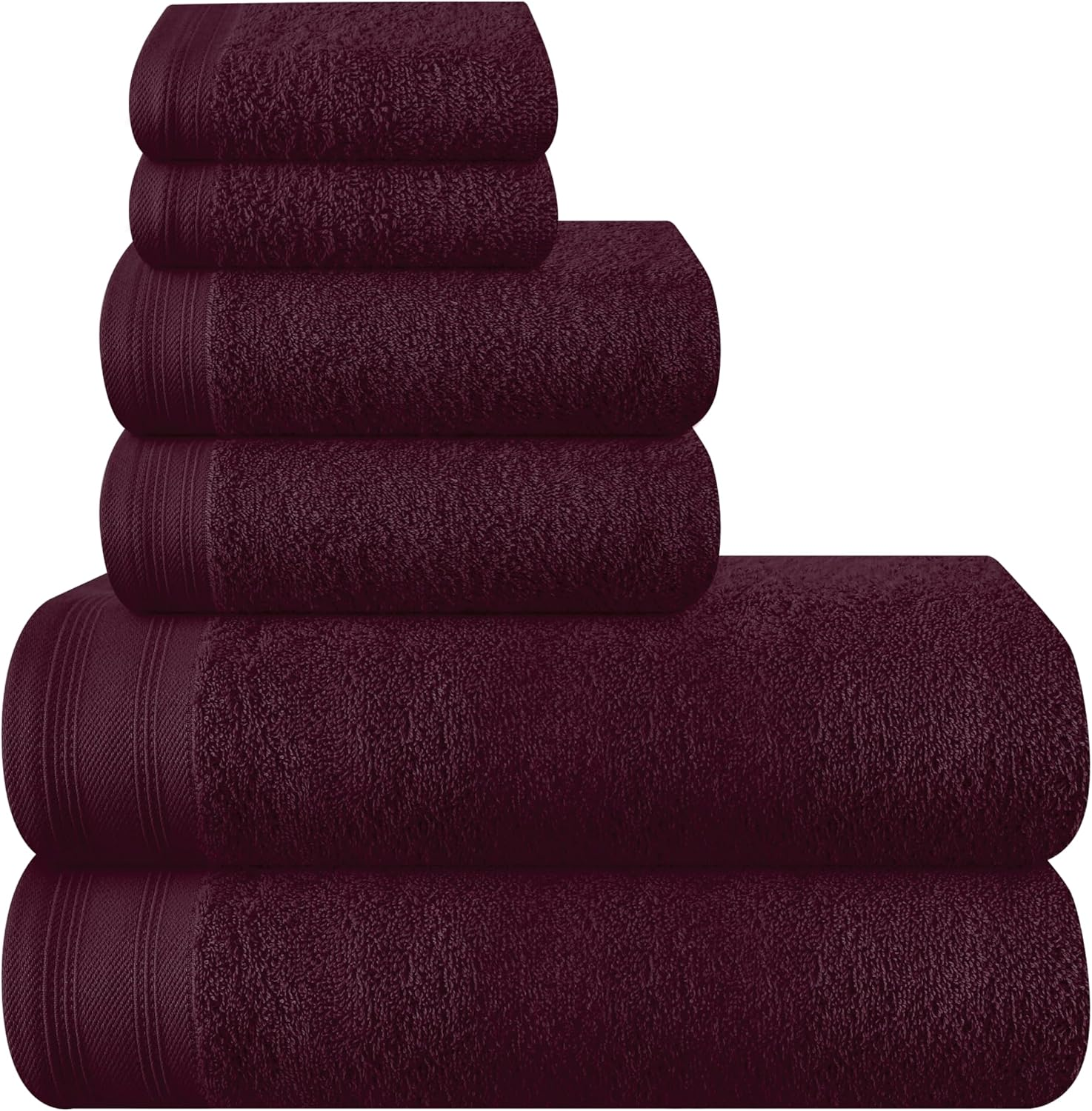 MALLONI Home Ultra Soft 6 Pack Cotton Towel Set, Contains 2 Bath Towels 28X55 Inch, 2 Hand Towels 16X24 Inch & 2 Wash Coths 12X12 Inch, Ideal Everyday Use, Compact & Lightweight - Black