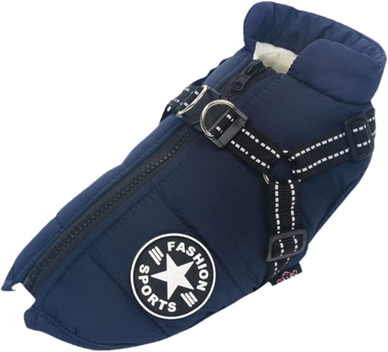 Small Dog Jacket with Harness, Outdoor Dog Sport Vest, Outdoor Warm Pet Winter Coat Harness for Cats Puppy Small Dogs (Blue, 4XL)