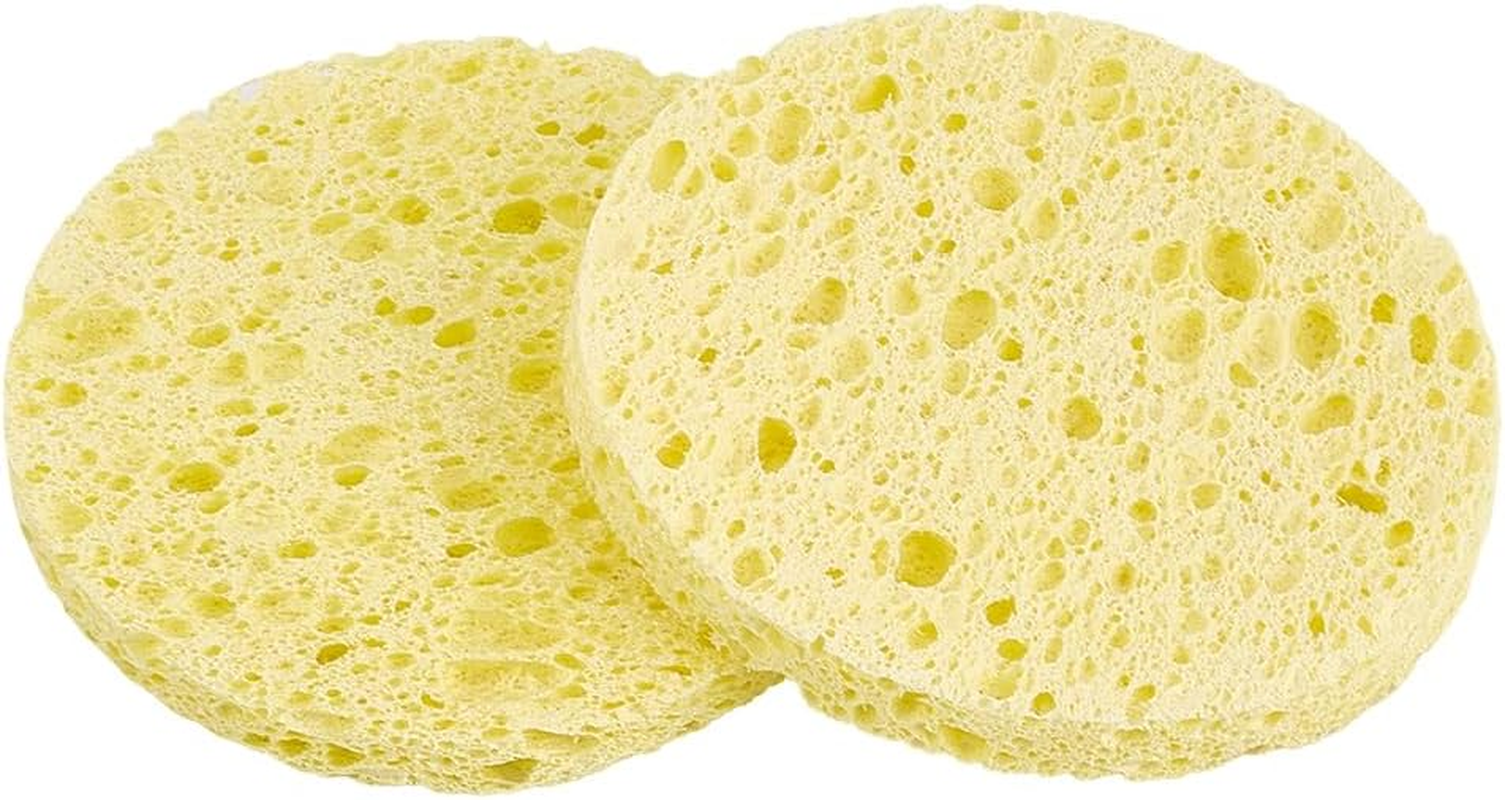GORGECRAFT 12Pcs Reusable Make-Up Remover Sponges Facial Cleansing Sponge Makeup Sponges Flat round Face Washing Sponges Yellow Make up Sponges for Daily Cleansing Gentle Exfoliating Makeup Removal image number 4