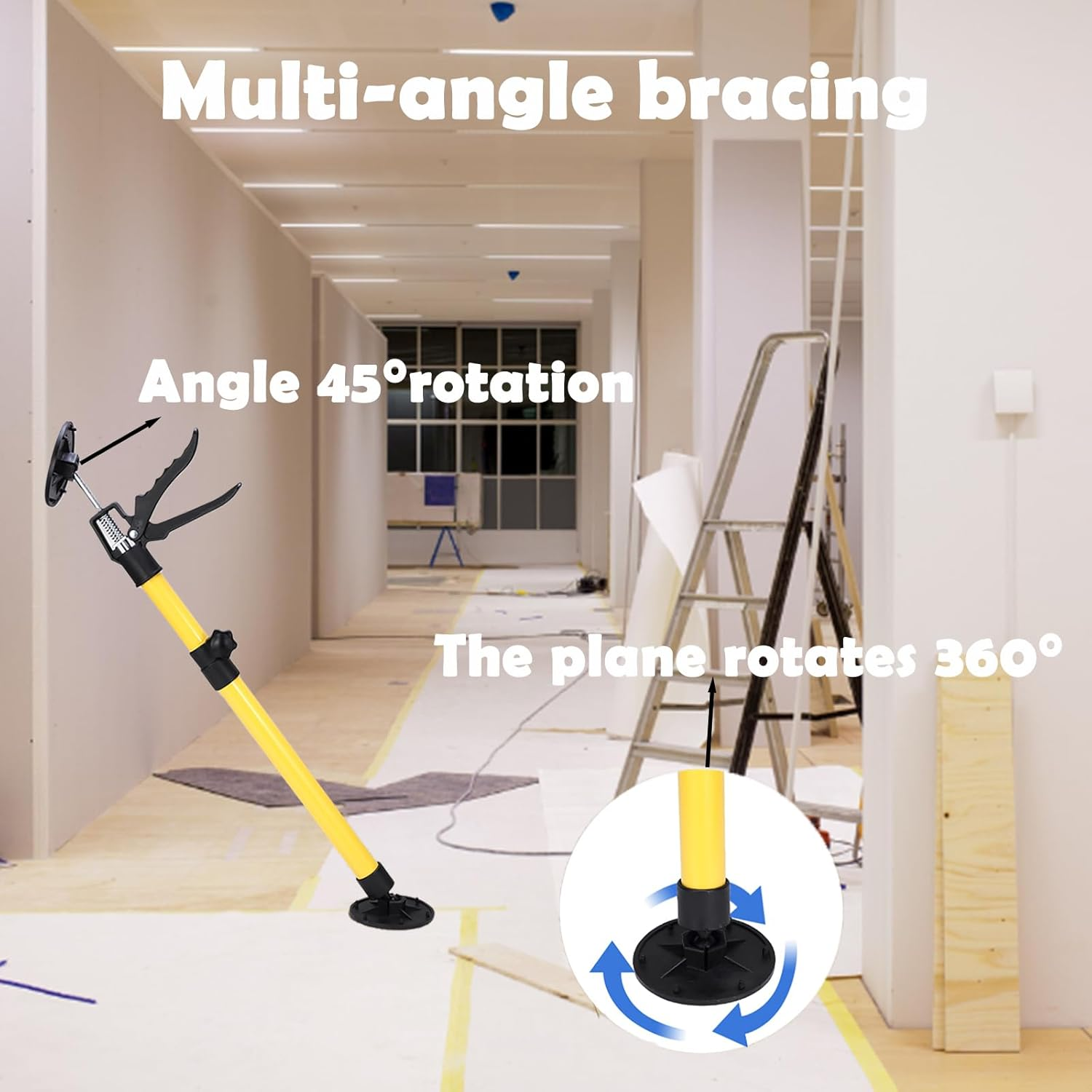 2 Pack Cabinet Jack, 50-115Cm Cabinet Jack Support Pole, Cabinet Steel Telescopic Quick Support Rod, 3Rd Hand Support System for Upper Cabinet Installation, Supports up to 40 Kg (Yellow)