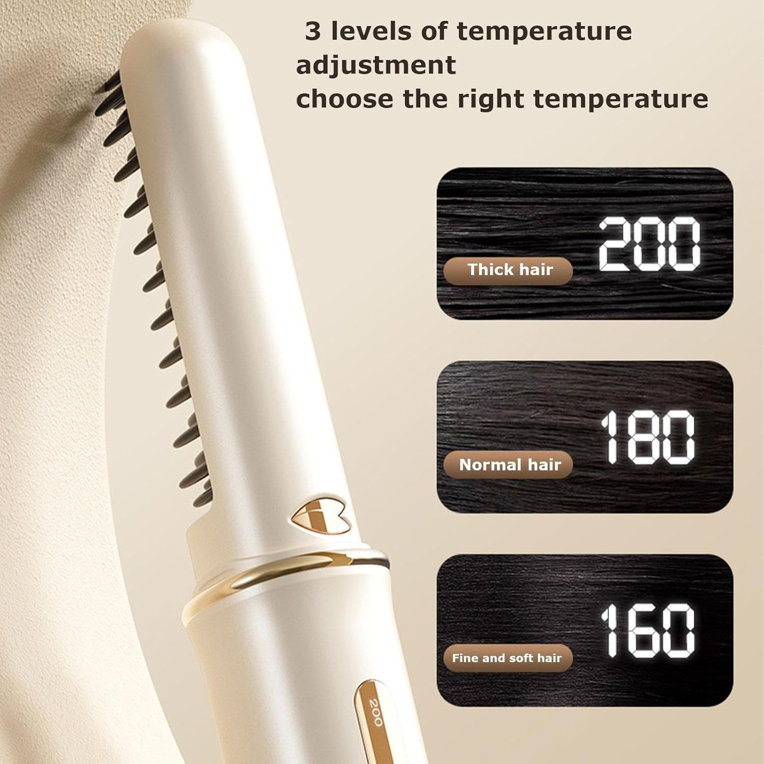 Cordless Hair Straightener, Heated Hair Brush, Rechargeable Hair Brush, Negative Ion Straightener, Hot Comb for Women, Travel Hair Straightener, Cordless Hot Comb, Hair Straightener Brush Portable image number 1