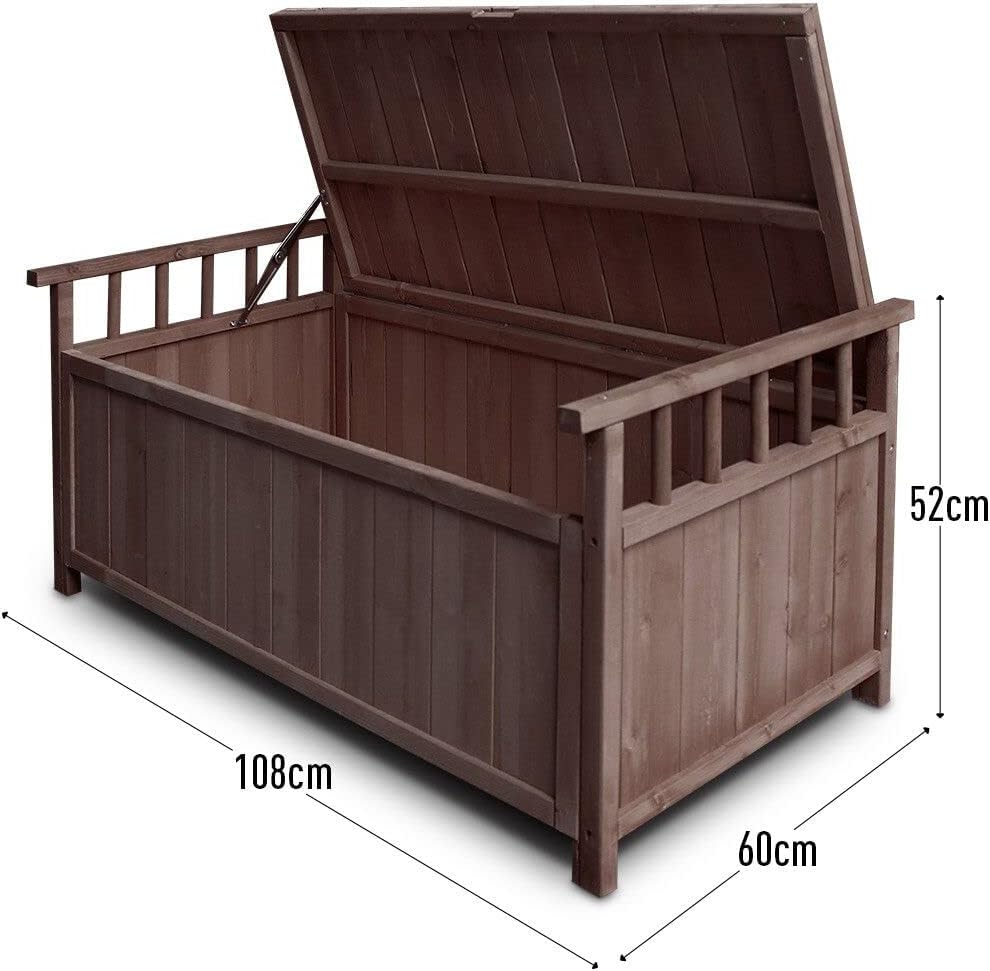 AUSWAY Outdoor Storage Box Wooden Garden Bench Toy Tool Cabinet Patio Bin Deck outside Container image number 1