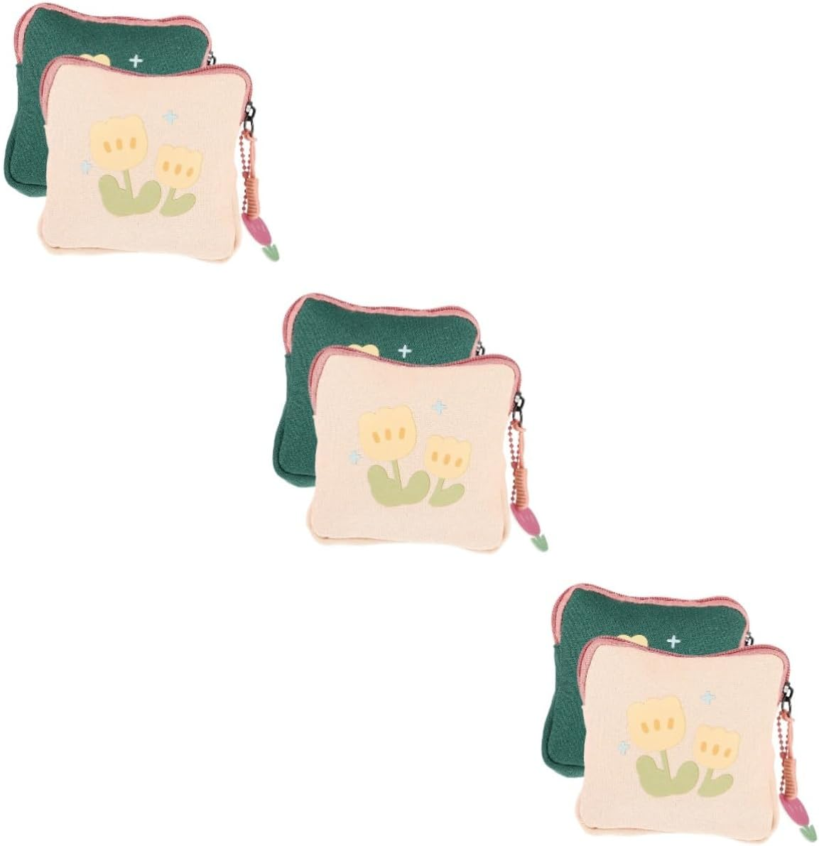 Healeved 6Pcs Sanitary Napkin Organizer Portable Period Bag Sanitary Pad Pouch Zipper Money Pouch Small Tampon Storage Bag for Travel Use