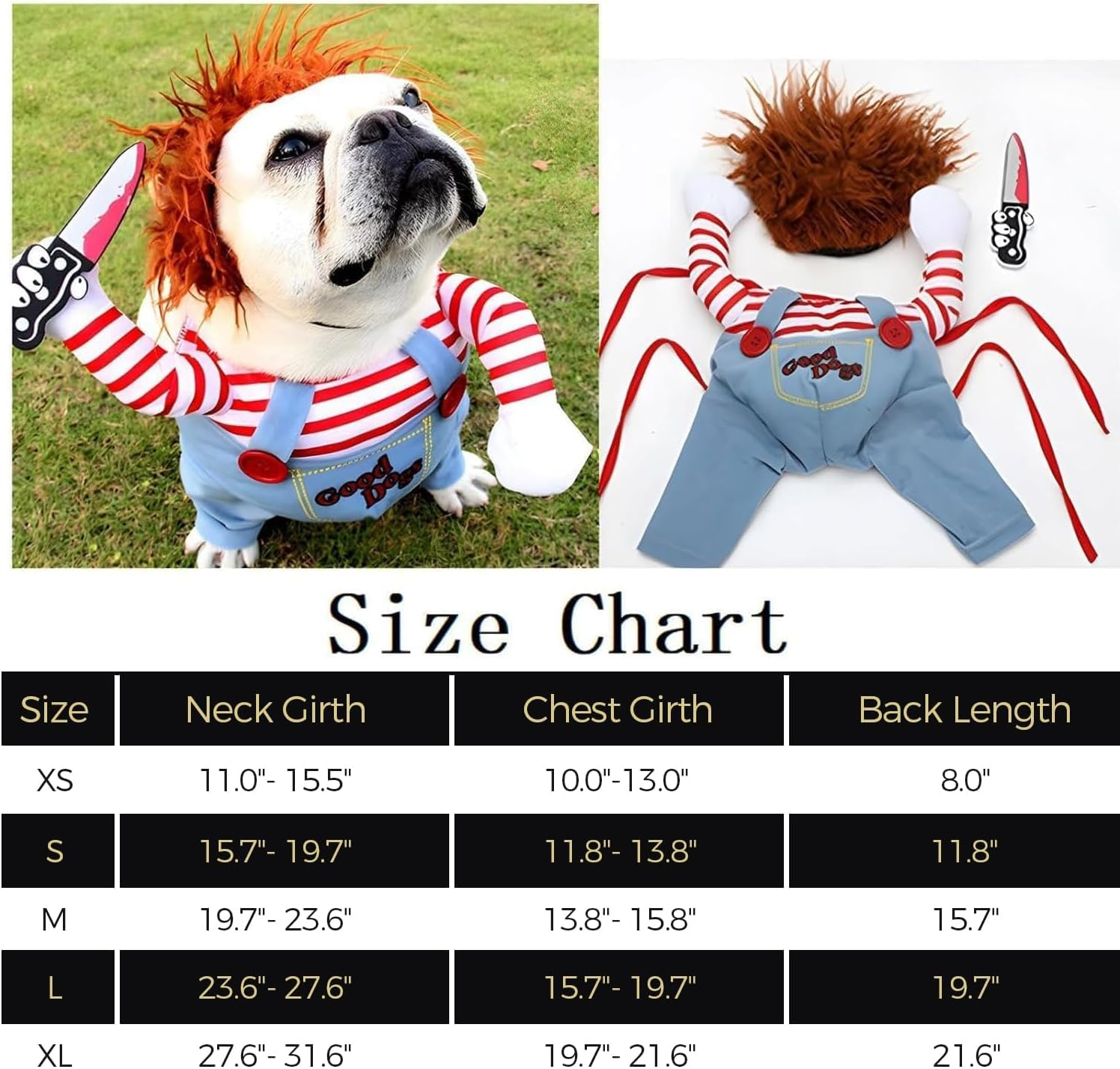 NACOCO Dog Awful Costume Pet Halloween Clothes Cat Cosplay Party Suit Funny Dog Costume Small to Large Dogs (Blue,S) image number 4