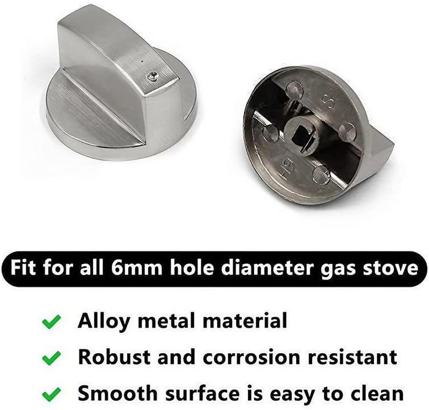 6X Alloy Home Kitchen Gas Stove Knobs Cooker Oven Cooktop Metal Switch Control image number 1