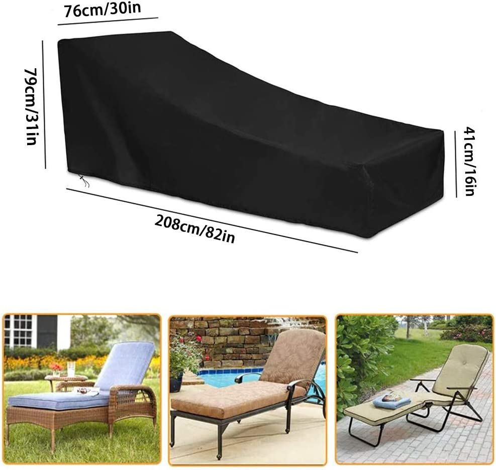 Garden Sun Lounger Cover MAYHOUR Waterproof Anti-Uv Dust-Proof 210D Oxford Fabric Outdoor Patio Sunbed Beach Chair Cover Balcony Furniture Protector with a Storage Bag (208 &times; 76&times;79Cm/82&times;30&times;31In) image number 2