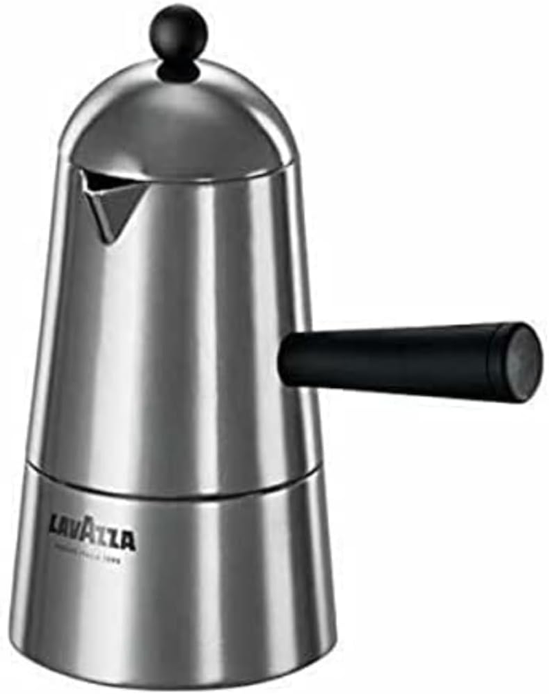 Lavazza ILSA Carmencita Classic Espresso Maker, Aluminium, Black Handle and Button, 6 Cups
