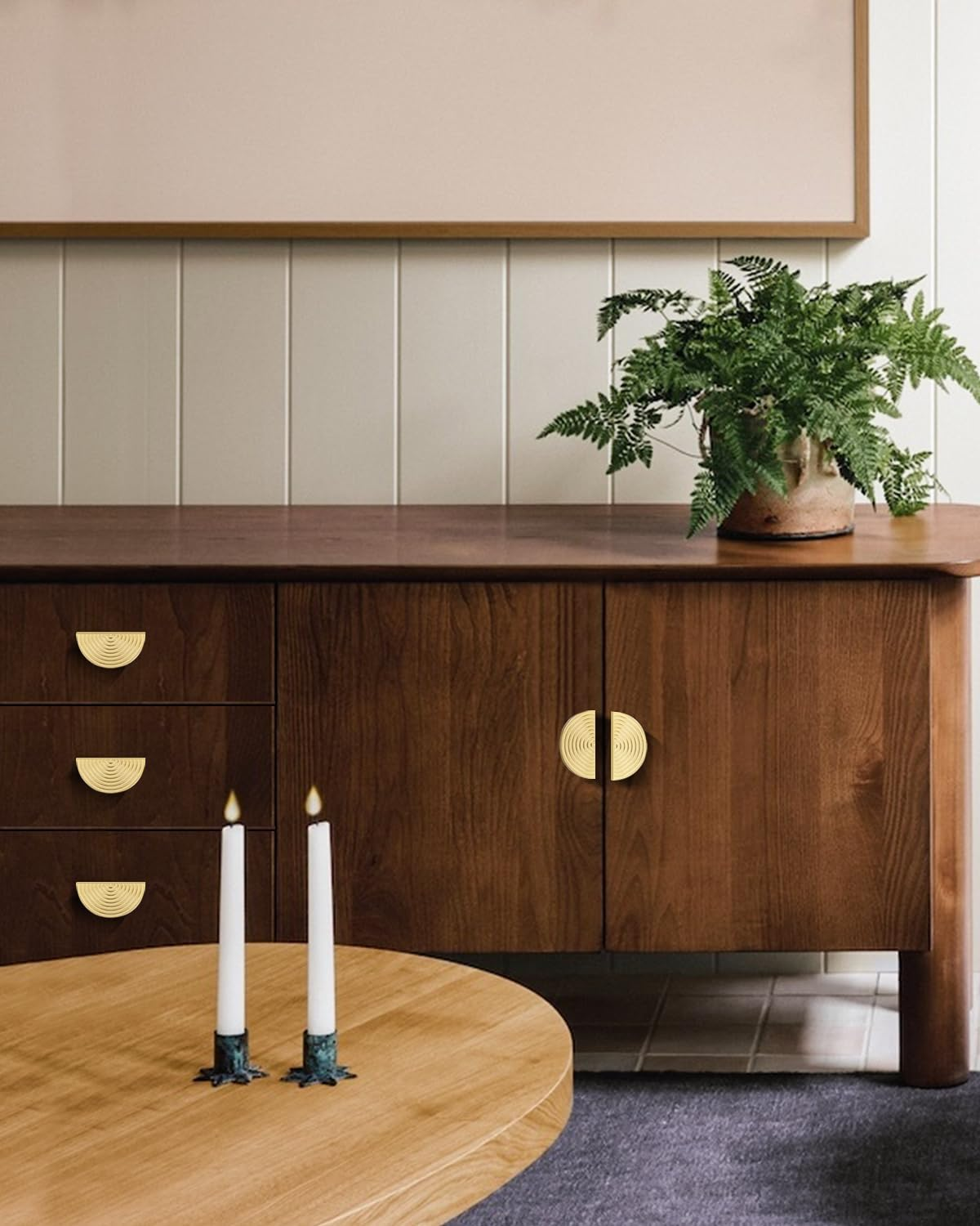 Brass Cabinet Pulls Brushed Drawer Pulls Modern Gold Cabinet Pulls Cabinet Handles Drawer Handles for Dresser Closet (2Pack-3Inch Semicircle) - 10Pack-9.8Inch Polygon image number 7